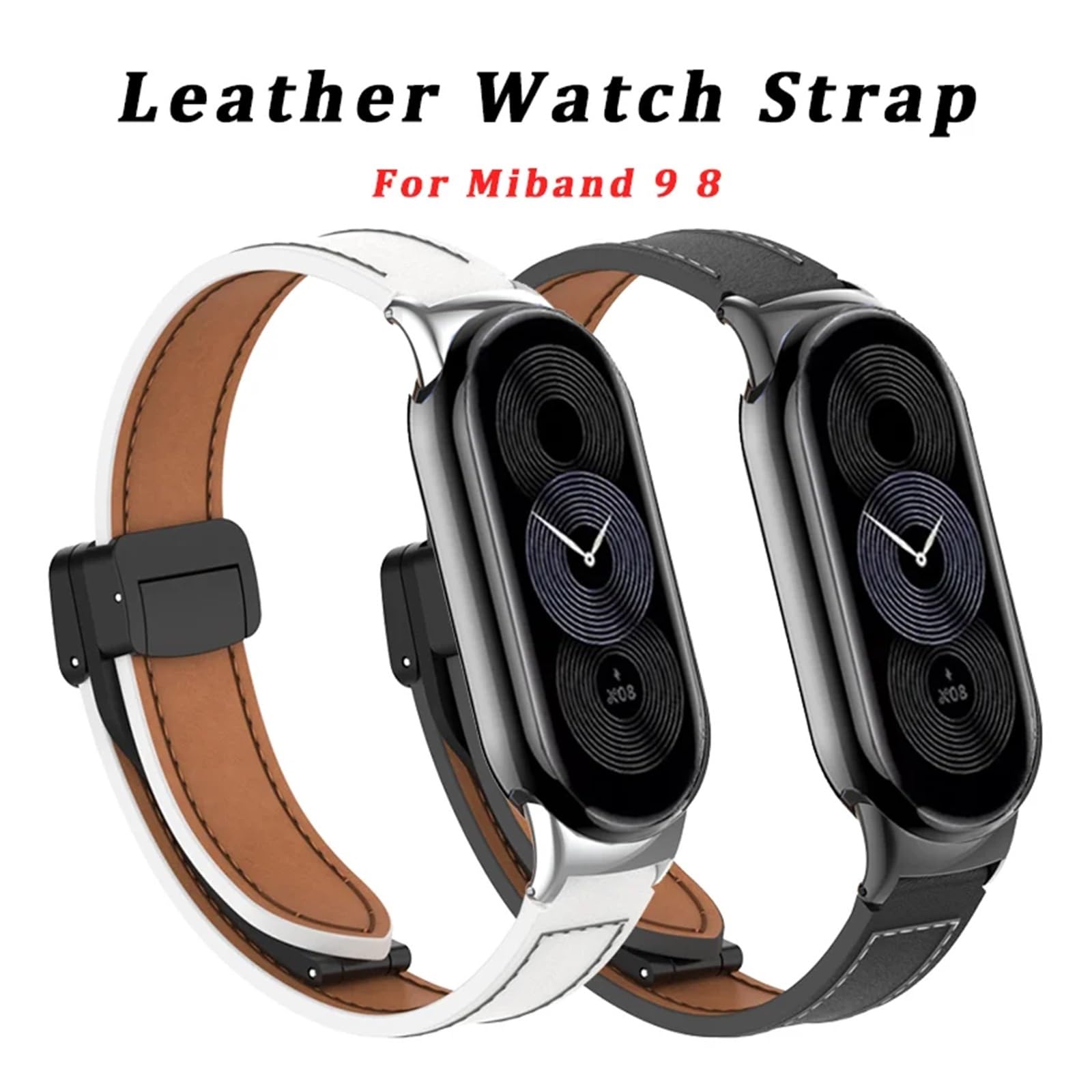 JDIME Cinturino in pelle per Xiaomi Mi Band 9 Cintura di Ricambio Fibbia Magnetica Braccialetto da Polso per Xiaomi Miband 8 mi Band Correa Strap