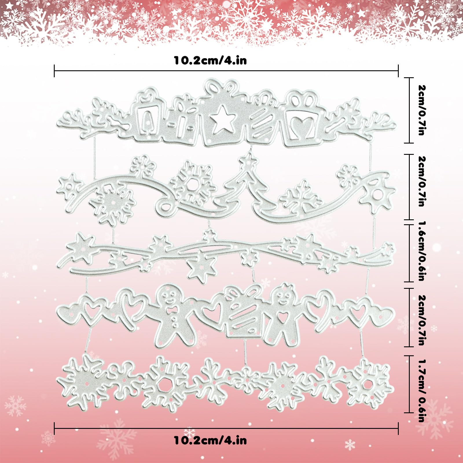 4 Set Fustelle Natalizie 3D Cutting Dies per Scrapbooking Fiocco di Neve Fiori d