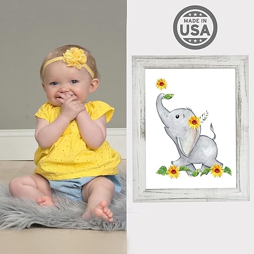 Miniatura 6 de Decoración de guardería de elefantes y girasoles juego de 3 impresiones de acuarela sin marco de 8 x 10 pulgadas que se ajustan perfectamente a la
