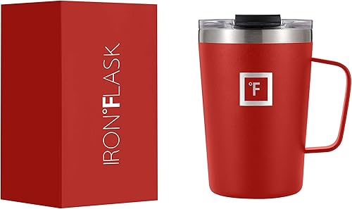 IRON FLASK - Taza para café con asa de 12onzas. A prueba de fugas, botella de acero inoxidable moderna con aislamiento al vacío de doble pared, disponible en Yaxa Colombia