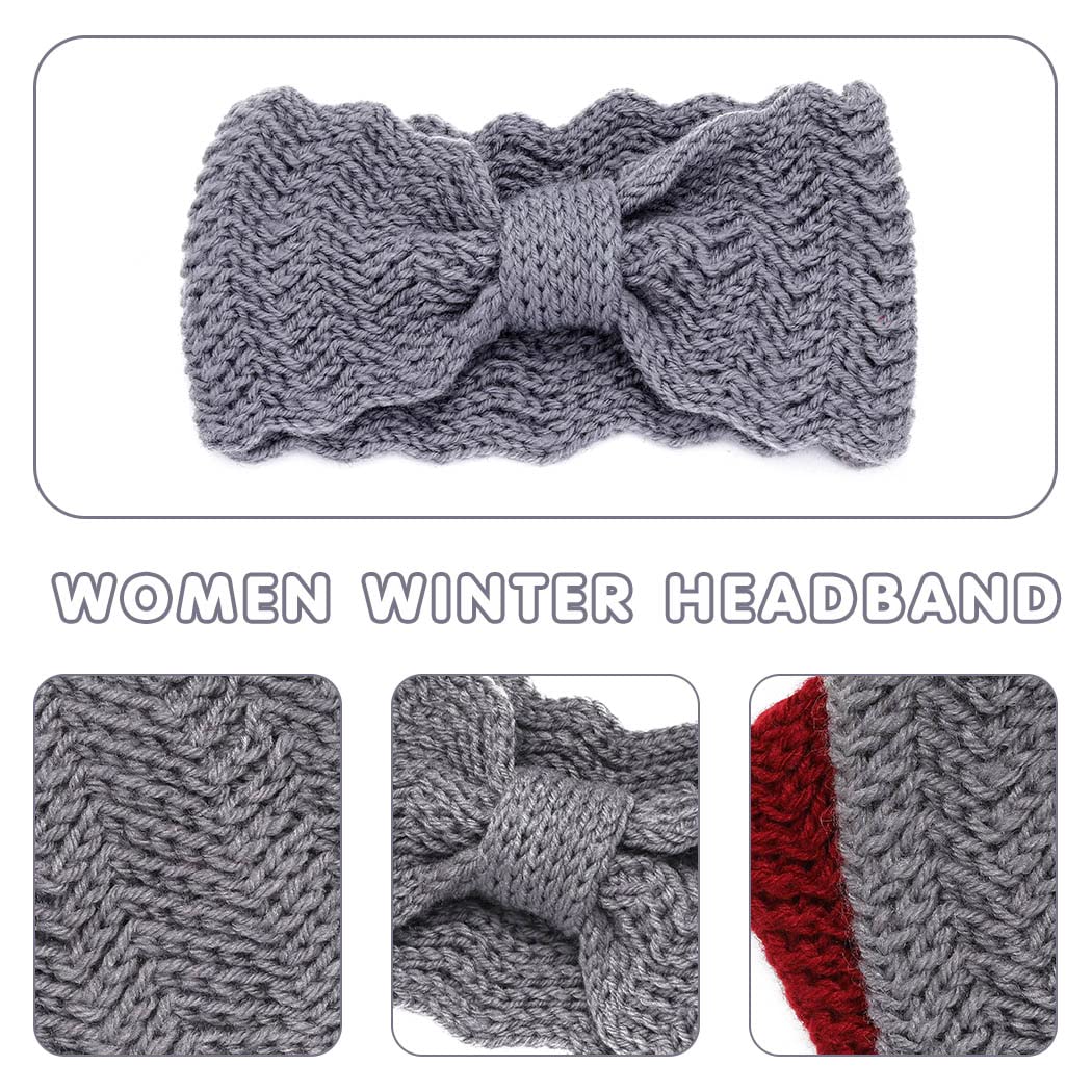 Cable Knit Headband Fascia per capelli intrecciata con fiocco