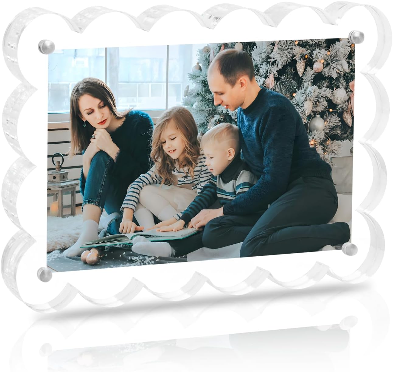 ECOSEAO Acrylic Picture Frame Fit for 6x6 inch Clear Picture Frames Freestanding Double Sided Magnetic Acrylic Lucite Frameless Transparent Frame Gift for Desktop Display (3, 6X6)