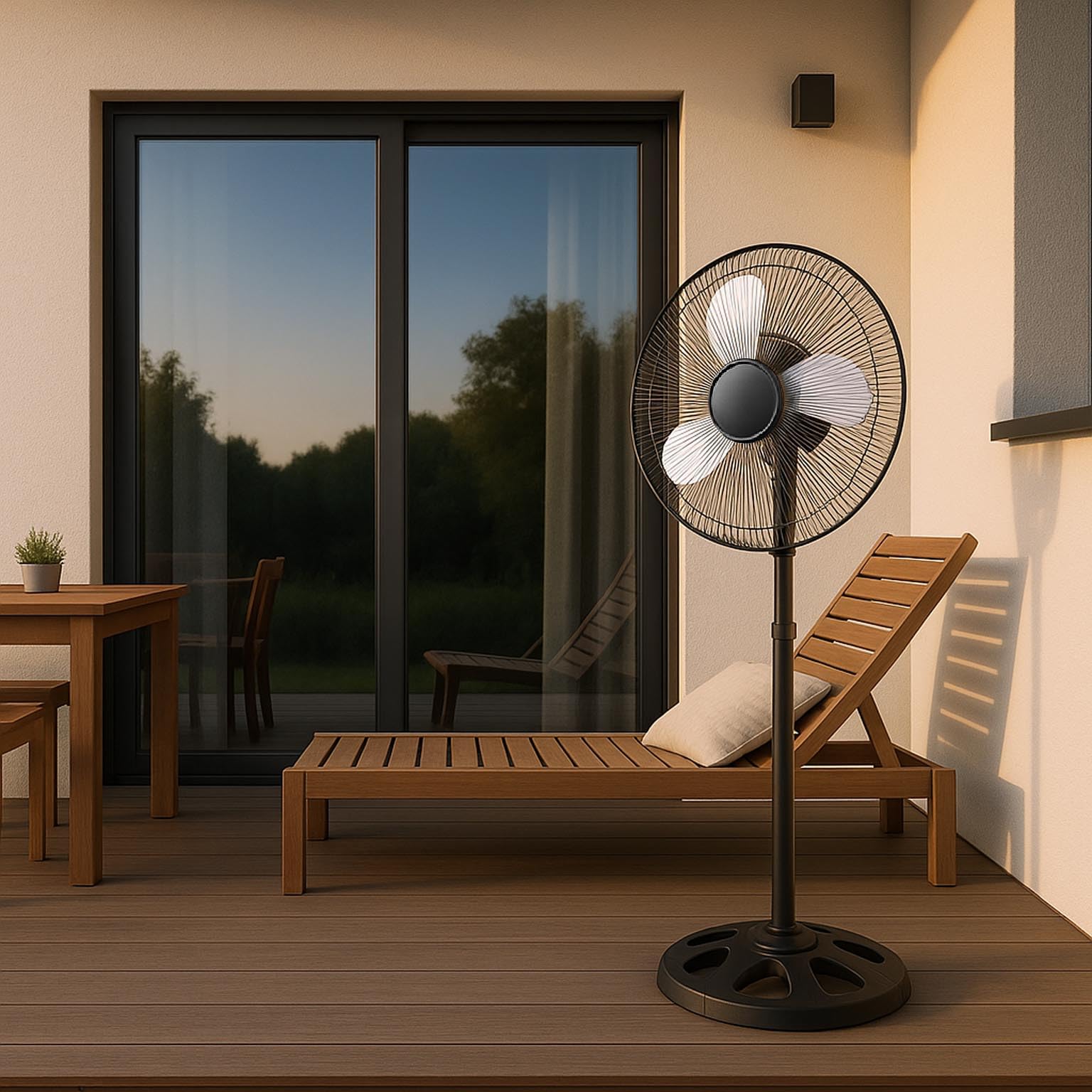TIENDA EURASIA – Ventilador de Pie | Negro y Plateado | 3 Aspas | 37W | Metal y Polipropileno PP | Ø 34cm | 80 cm Alto | 3 Velocidades | Voltaje Máximo 240V