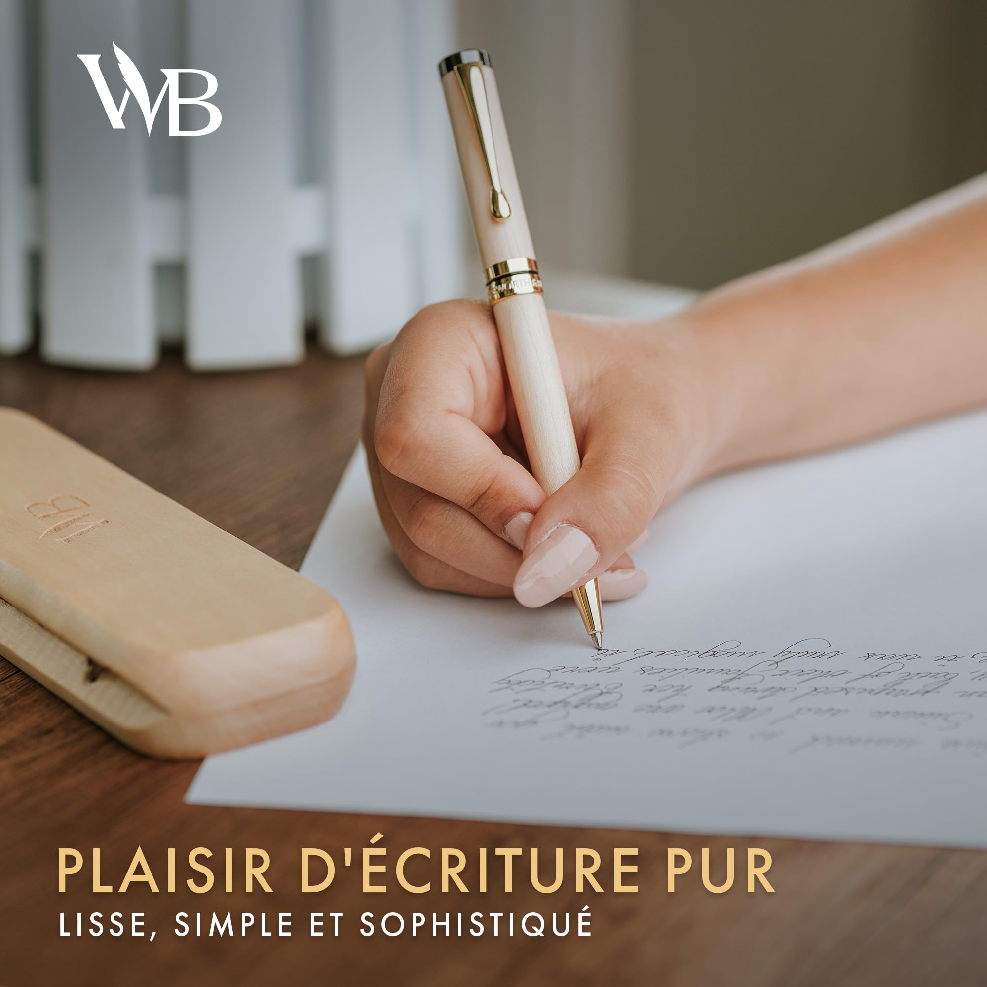 Wordsworth & Black Stylo à Bille en Bambou de Luxe, Rechargeable