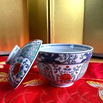 源右衛門 古伊万里 丼 小どん どんぶり 蓋付き 牡丹 染錦 染付 5客 木箱 送料無料】有田焼 【復刻古伊万里】錦色絵蓋丼 ｜大慶｜エンニチ