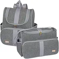 Kit 02 Peças Bolsa Maternidade Bebê Mochila Maternidade Menina Menino Luxo Impermeável (Cinza)