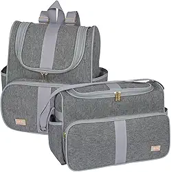 Kit 02 Peças Bolsa Maternidade Bebê Mochila Maternidade Menina Menino Luxo Impermeável (Cinza)