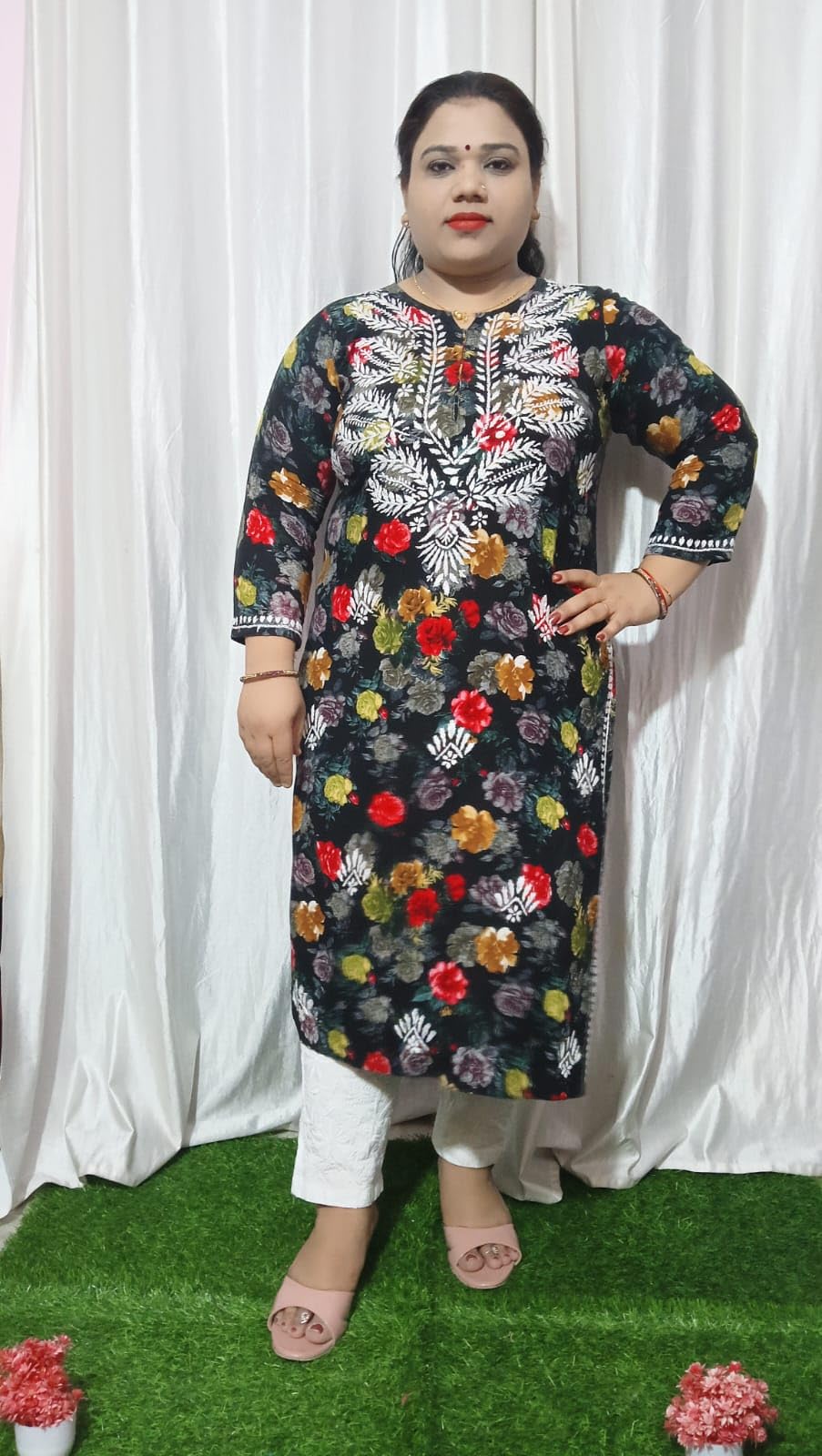 Prime Collection Printed Chikankari Kurti for Women | Cotton Chikankari Kurti for Women | Women Straight Kurti