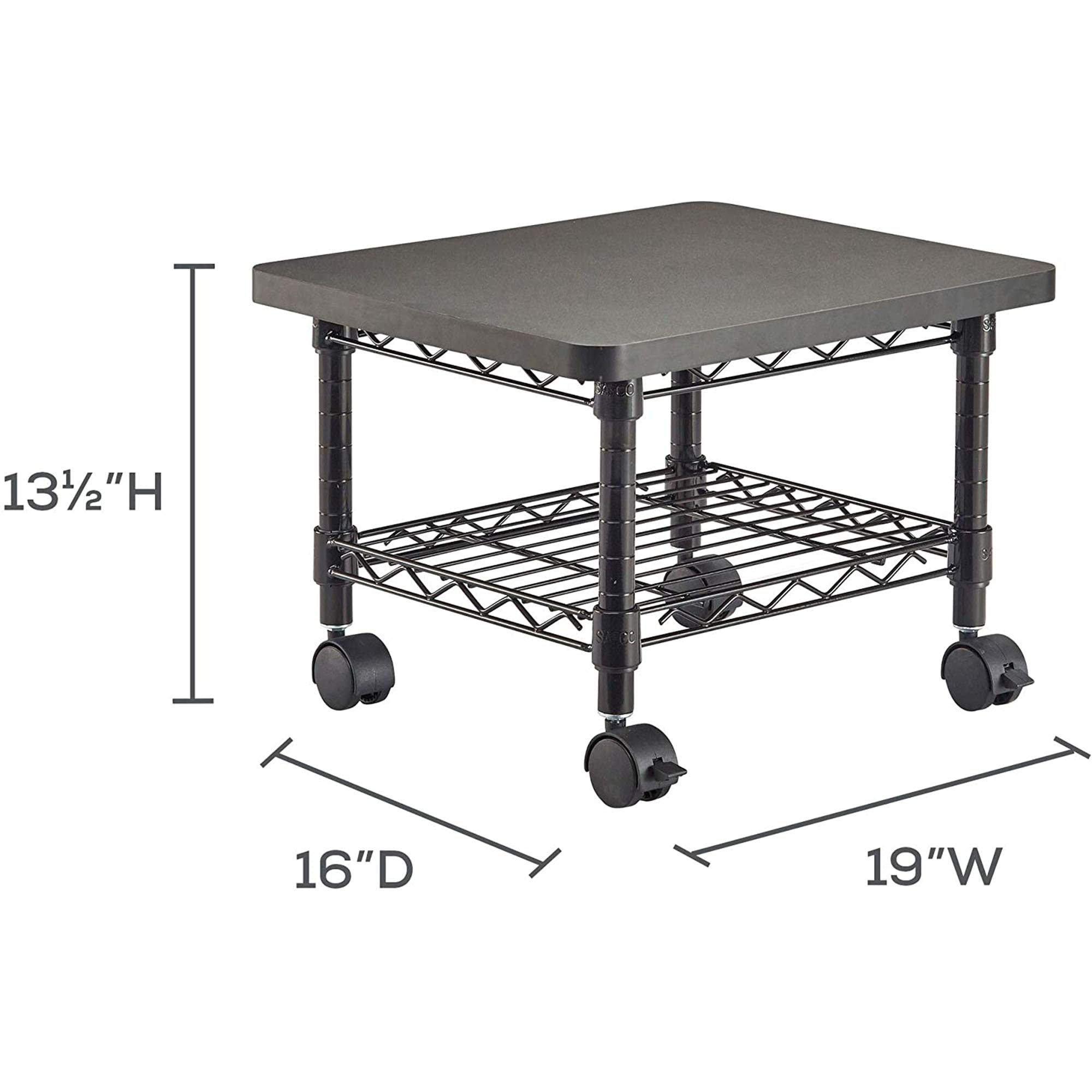 Safco Onyx Rolling Cart Printer Stand, Under-Desk Mobile Utility Table for Home Office with Steel Shelf, Black — Amazon image 5