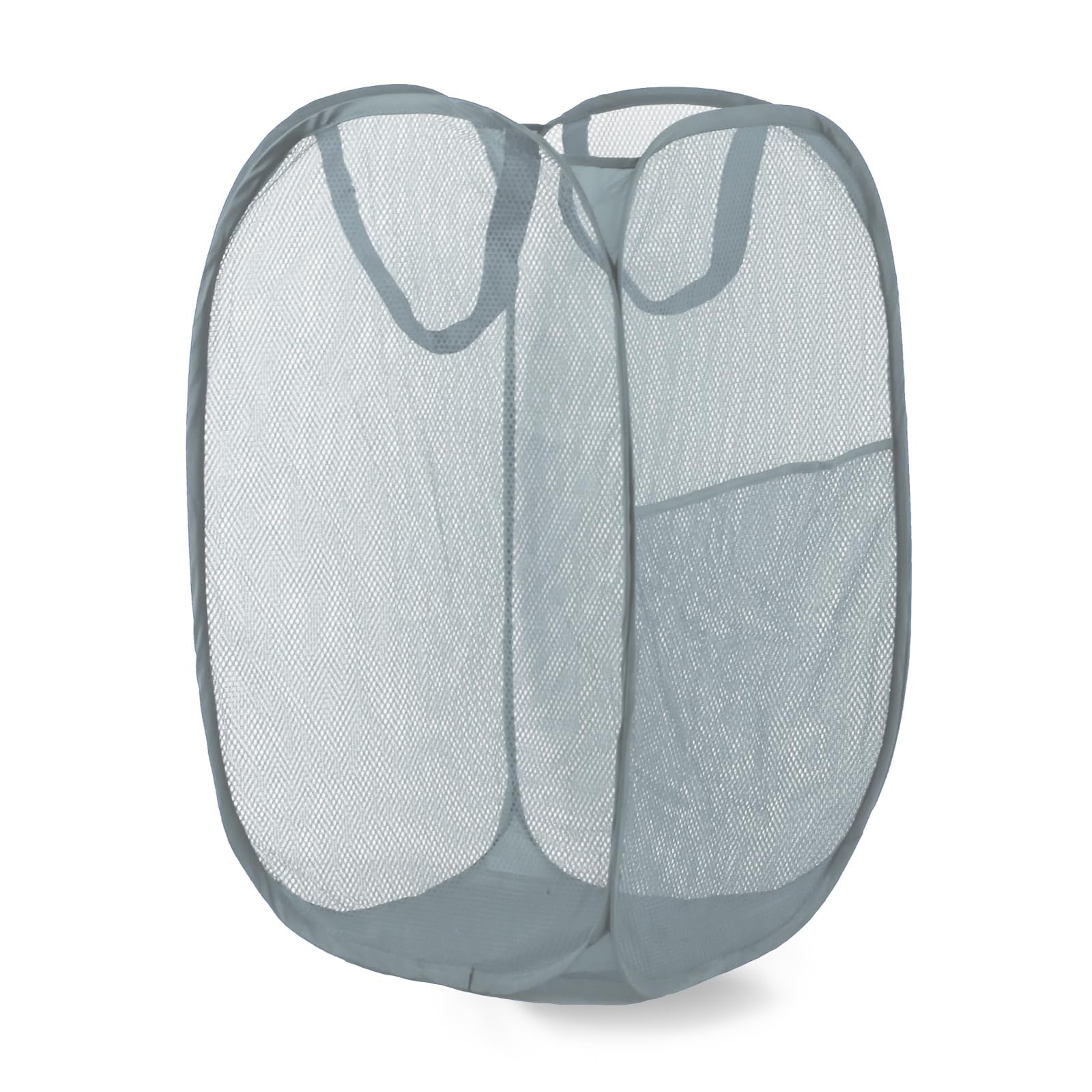 Pop Up Laundry Hamper, Mesh Laundry Basket Collapsible, Foldable Hamper for Travel and Storage (Grey)