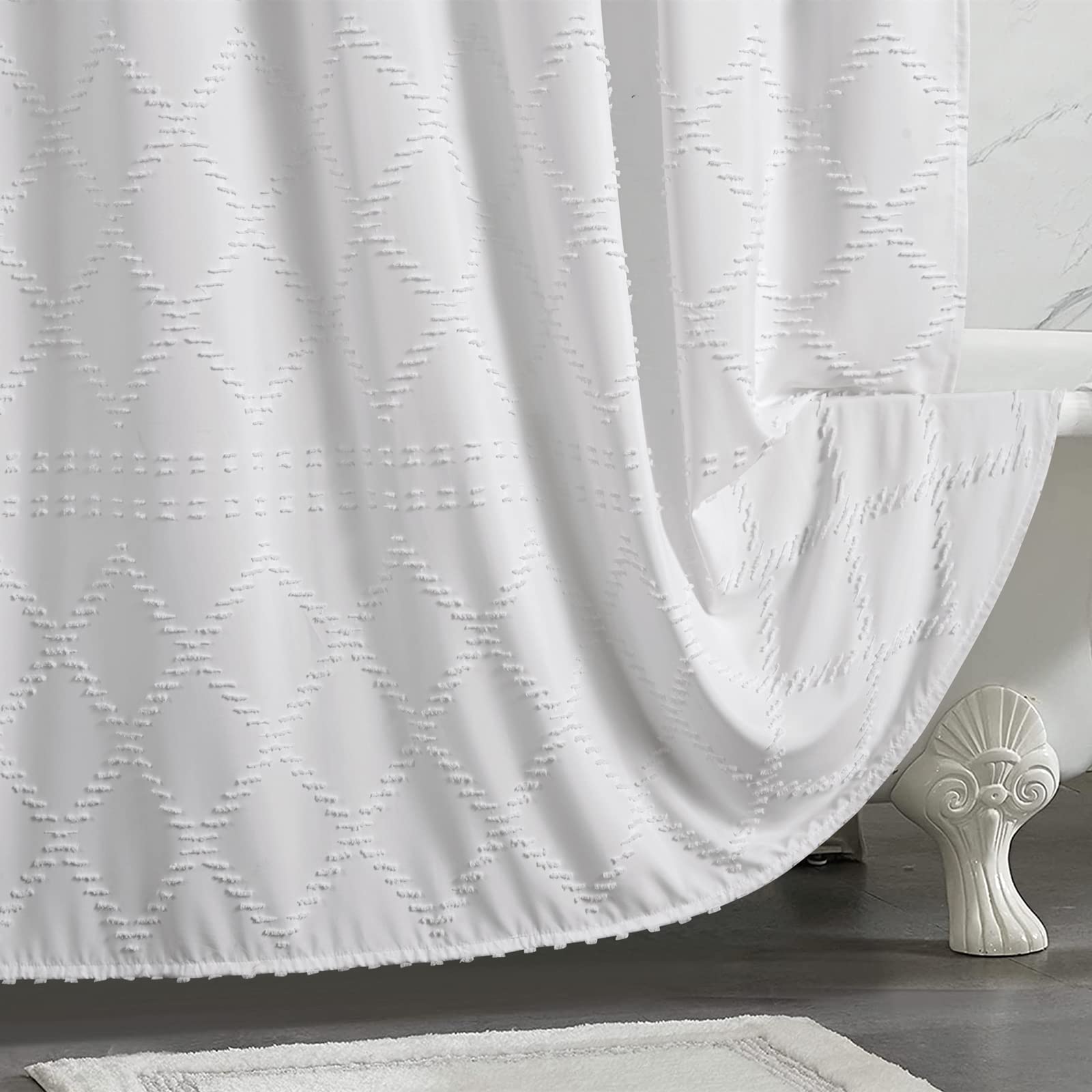 Buy YoKii White Extra Long Fabric Shower Curtain 84 Inches Length Boho