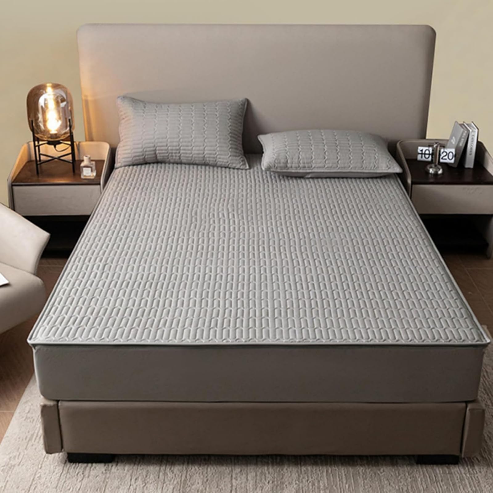 Morbuy Coprimaterasso Singolo Matrimoniale Impermeabile, Coprimaterasso Una Piazza e Mezza Antiacaro con Cerniera Morbida e Traspirante per Materassi Altezza 25cm (180x200cm,Azzurro)