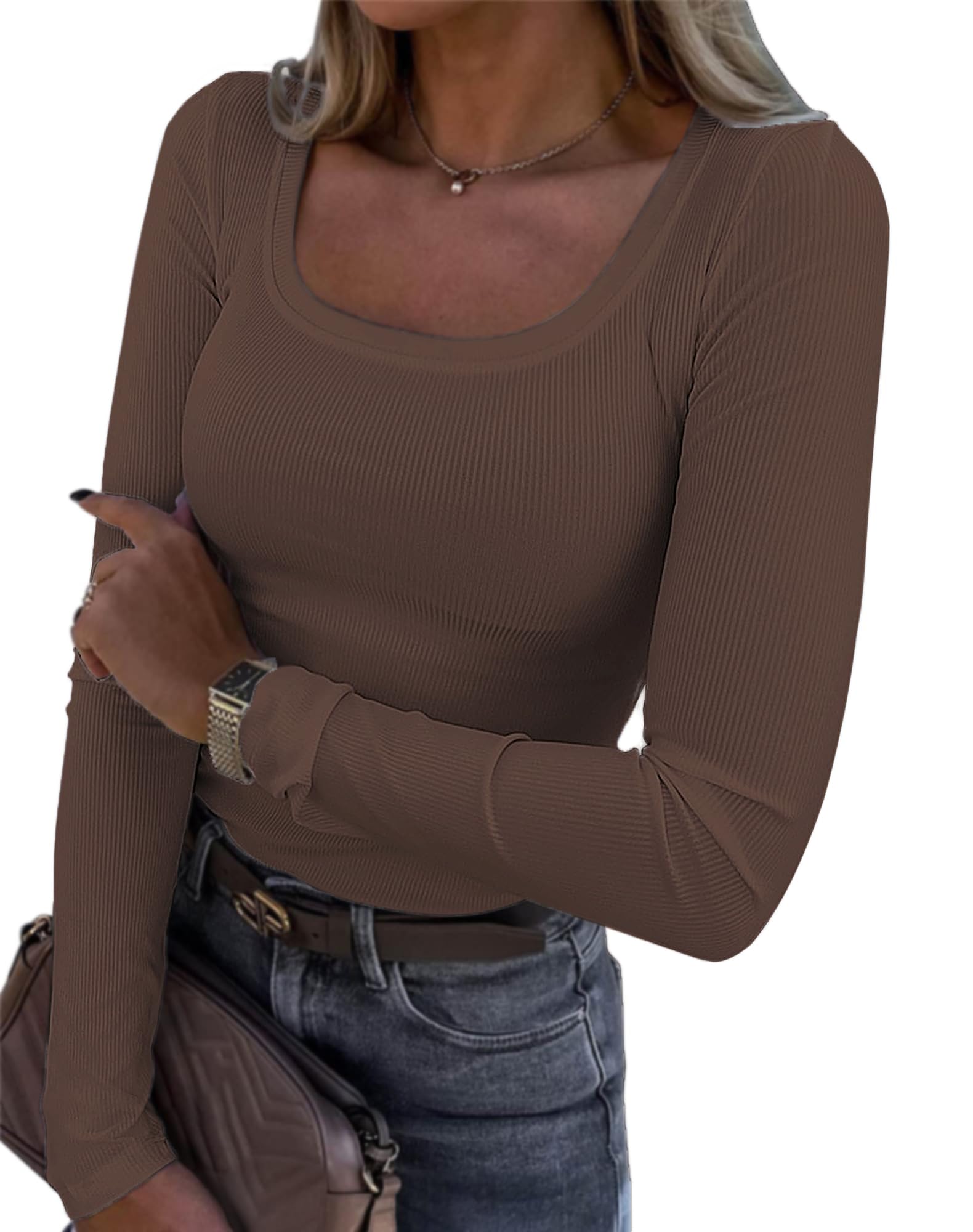 RIROW Womens Sleeveless Fitted Tank Top 2024 New Square Neck Ribbed Basic Tee XS-XL