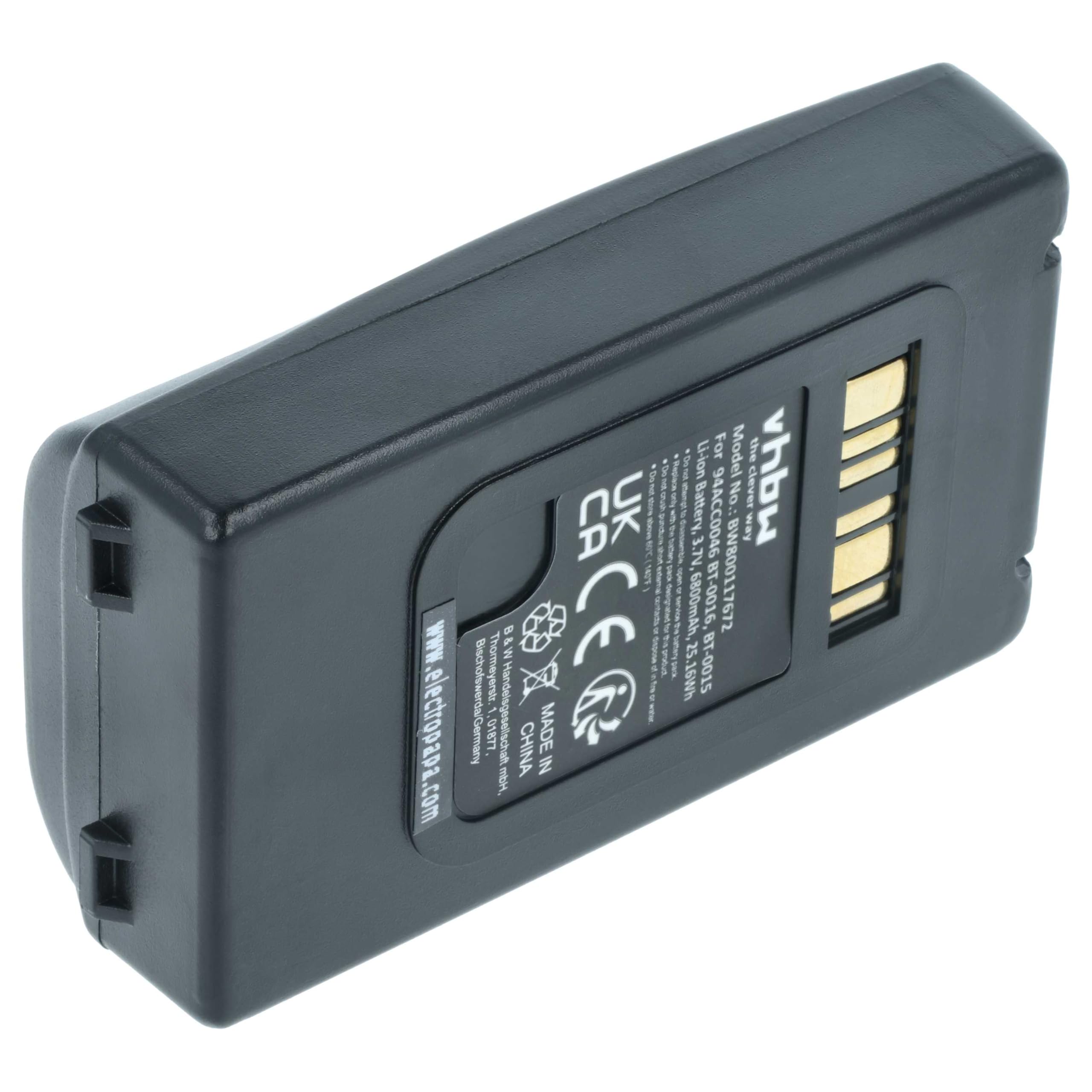 vhbw Akku Ersatz für Datalogic BT-0015 | BT-0016, 94ACC0046, 94ACC0048 für Barcodescanner POS (6800 mAh, 3,7 V, Li-Ion)