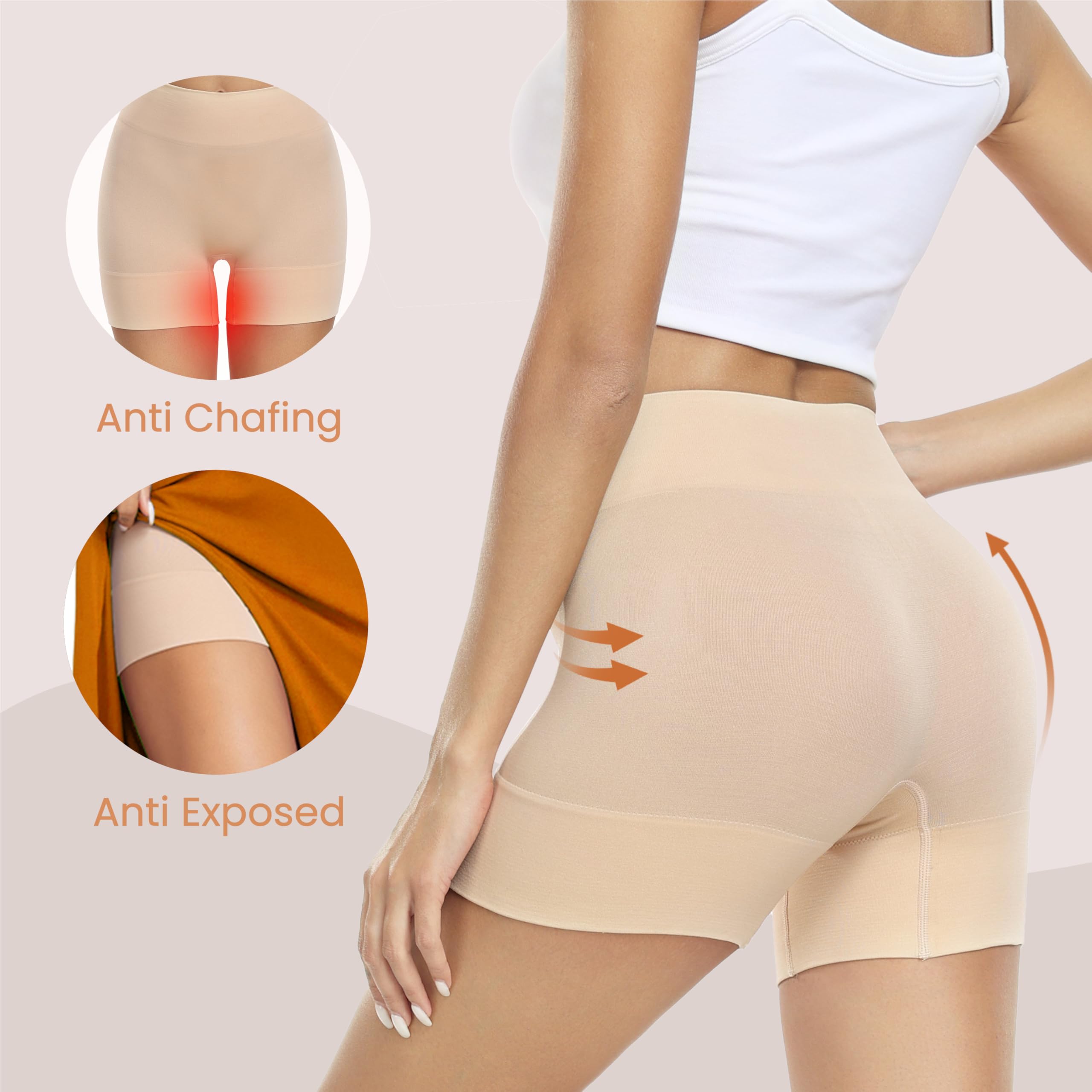 BESTENA Paquete de 3 pantalones cortos para debajo del vestido, pantalones cortos antirozaduras, pantalones cortos para mujer