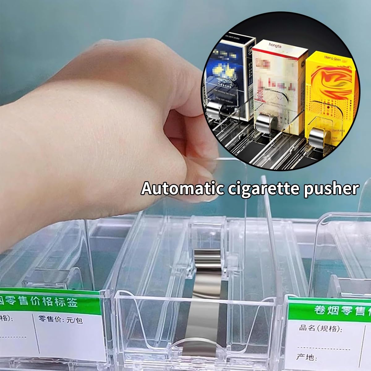 Espositore per Sigarette Trasparente con Sistema di Spinta Automatica, Ideale per Punti Vendita al Dettaglio, Montaggio a Parete e da banco, 2 Livelli, 11 colonne - Perfetto per supermercati