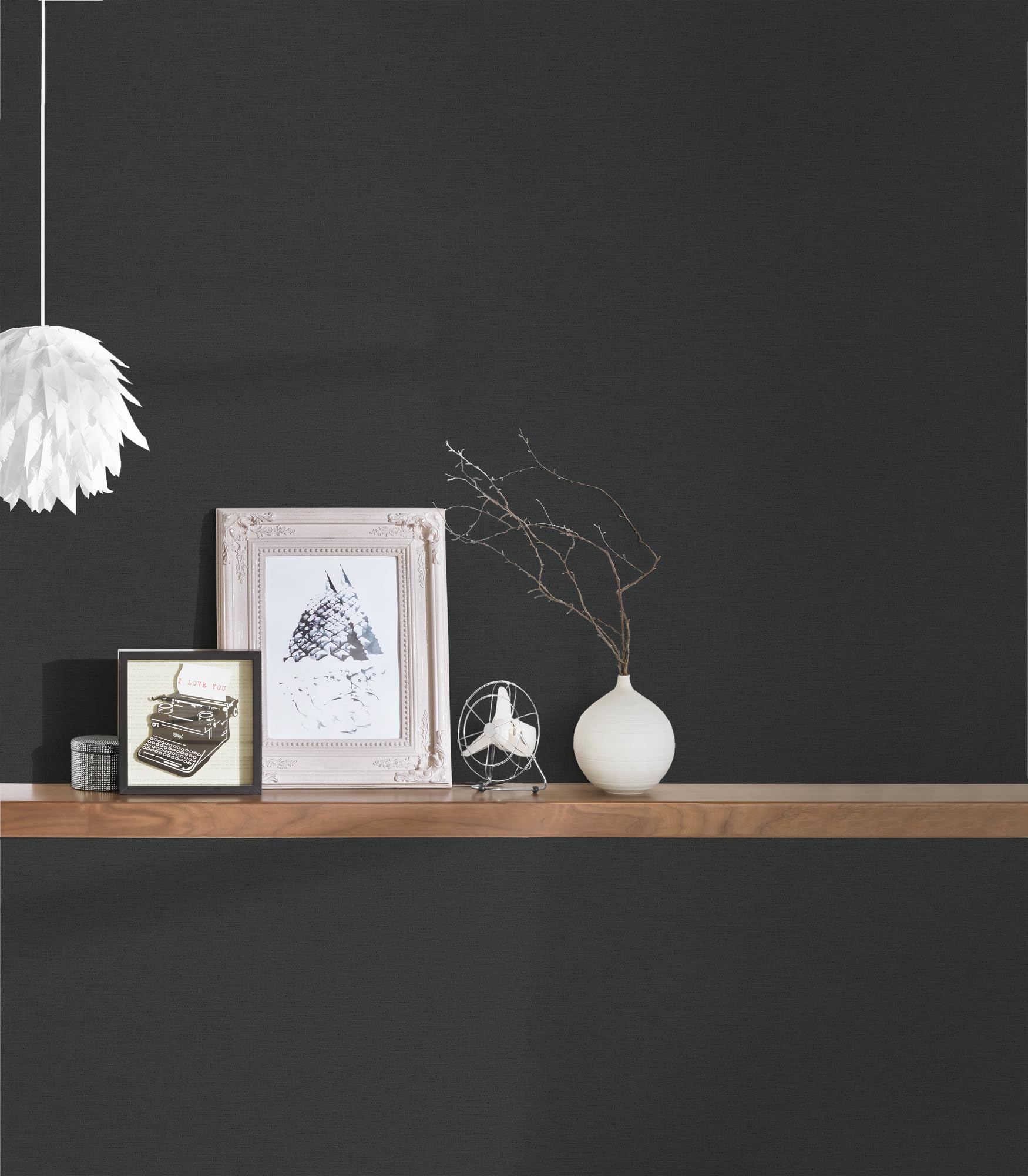 A.S. Création Papier Peints Uni Cuba intissé - 10,05m x 0,53m - Noir Fabriqué en Allemagne 371781 37178-1