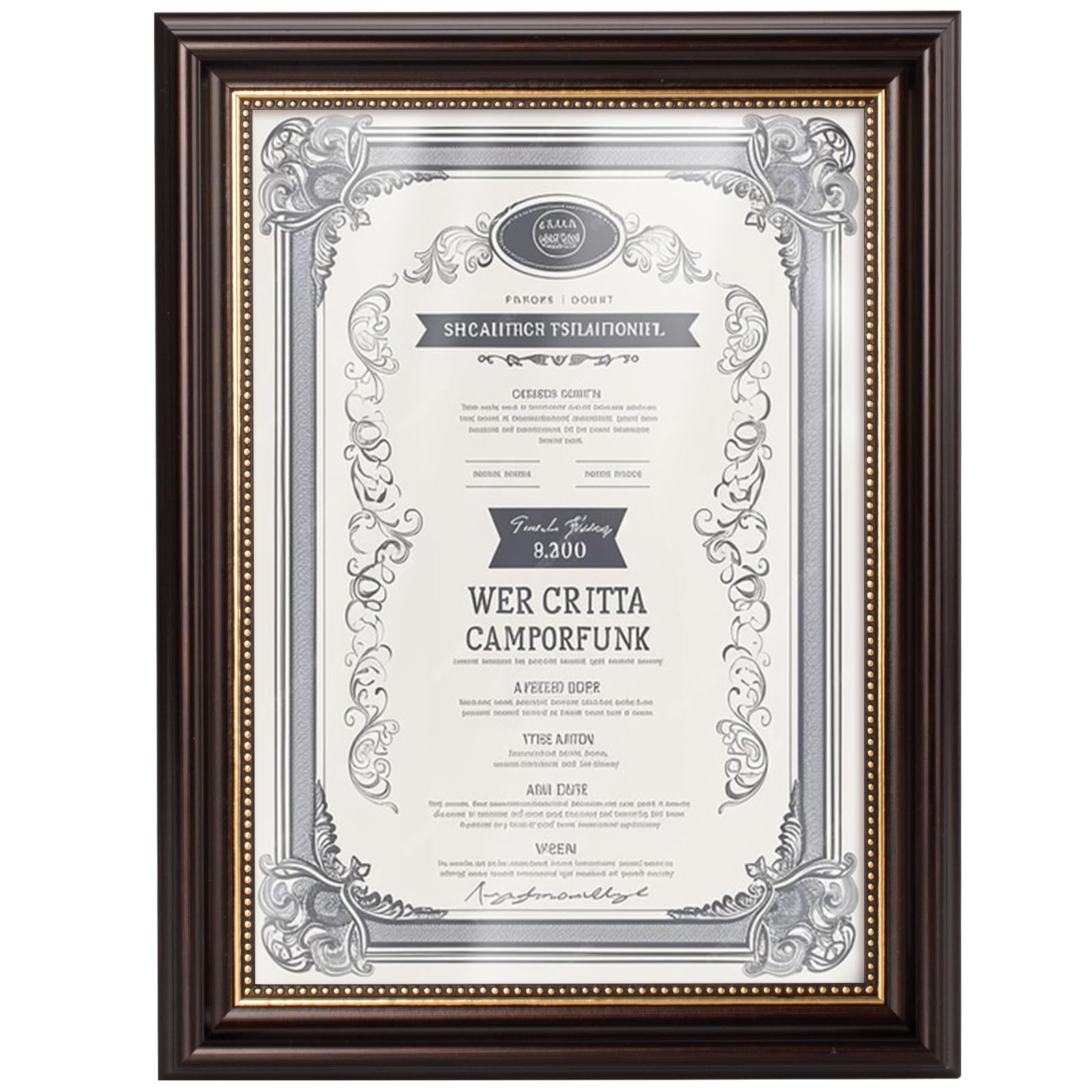 Cadre photo A3 d'exception en bois vintage marron 29,7x42 cm pour certificat de valeur