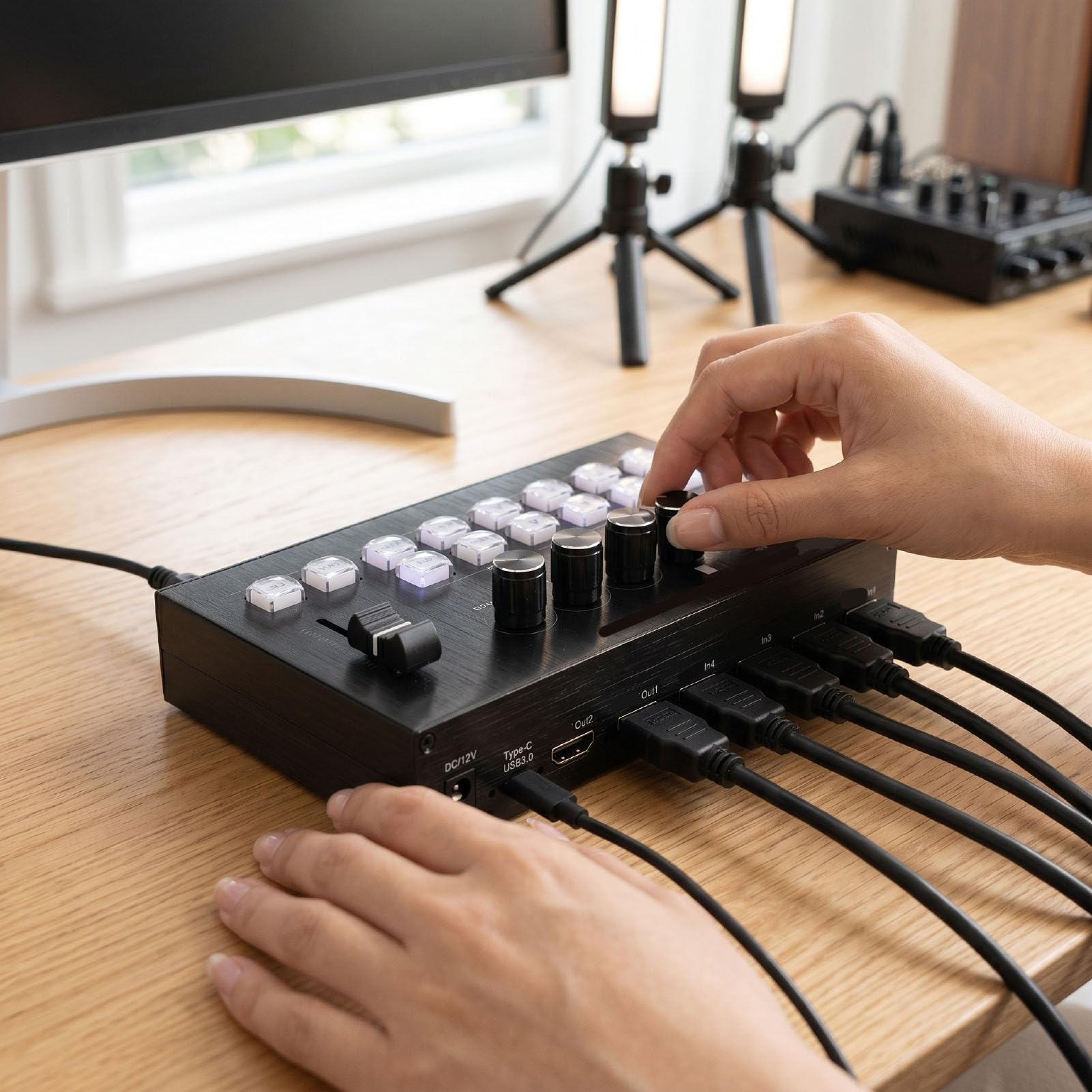LICAEVEY Wideo 4K, 4 Wejścia i 2 Wyjścia HDMI Transmisji Strumieniowej na