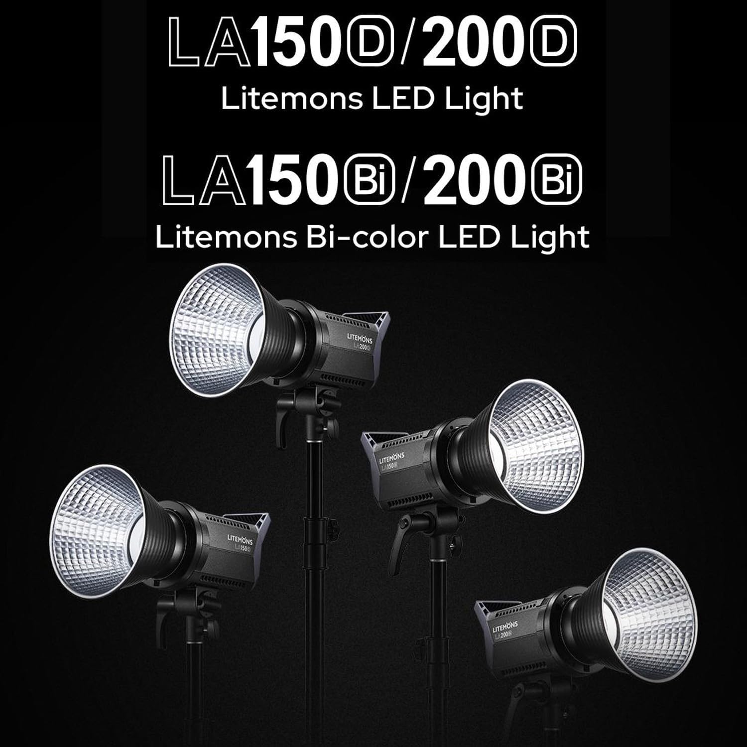 Godox LA150Bi -Luz LED de vídeo bicolor,190W,2800-6500K,101000 Lux a 1m,CRI 96+,TLCI 97+,Montura Bowens,LED Continua,8 Efectos FX,Brillo del 0-100%,Luz de Estudio con Control por Aplicación,para Vlogs