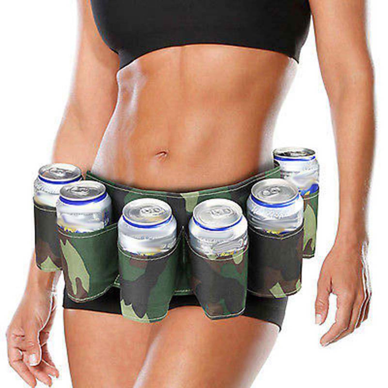 Beer Belt Beer Holster for 6 Beer Bottles Bier, kostium lub akcesoria festiwalowe, nylonowy pasek na butelkę piwa na imprezę, zabawny kostium, Tarnung, m, pasek