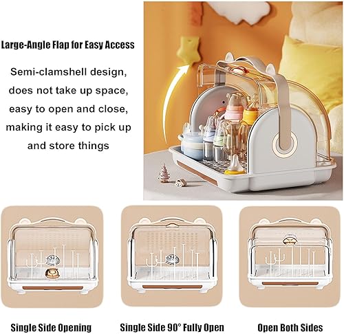 Miniatura 4 de Estante de secado de biberones, estante de secado de biberones con tapa, estante de secado para accesorios de biberones, estante de secado portátil
