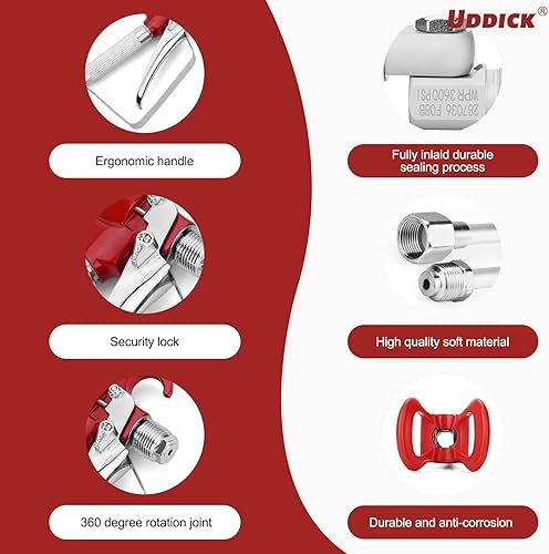 Miniatura 5 de Juego de 16 pistolas pulverizadoras de pintura sin aire con pistola pulverizadora de pintura sin aire de 3600 PSI, 1 protector de boquilla, 5 puntas