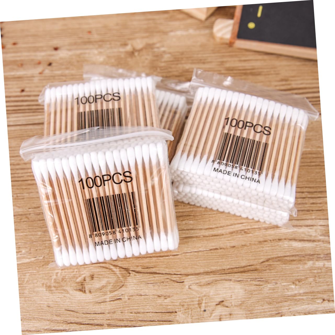 Healeved 100ct Precision Tip Cotton Swabs Wooden Stick Organic Cotton Double-ended Gentle on Skin