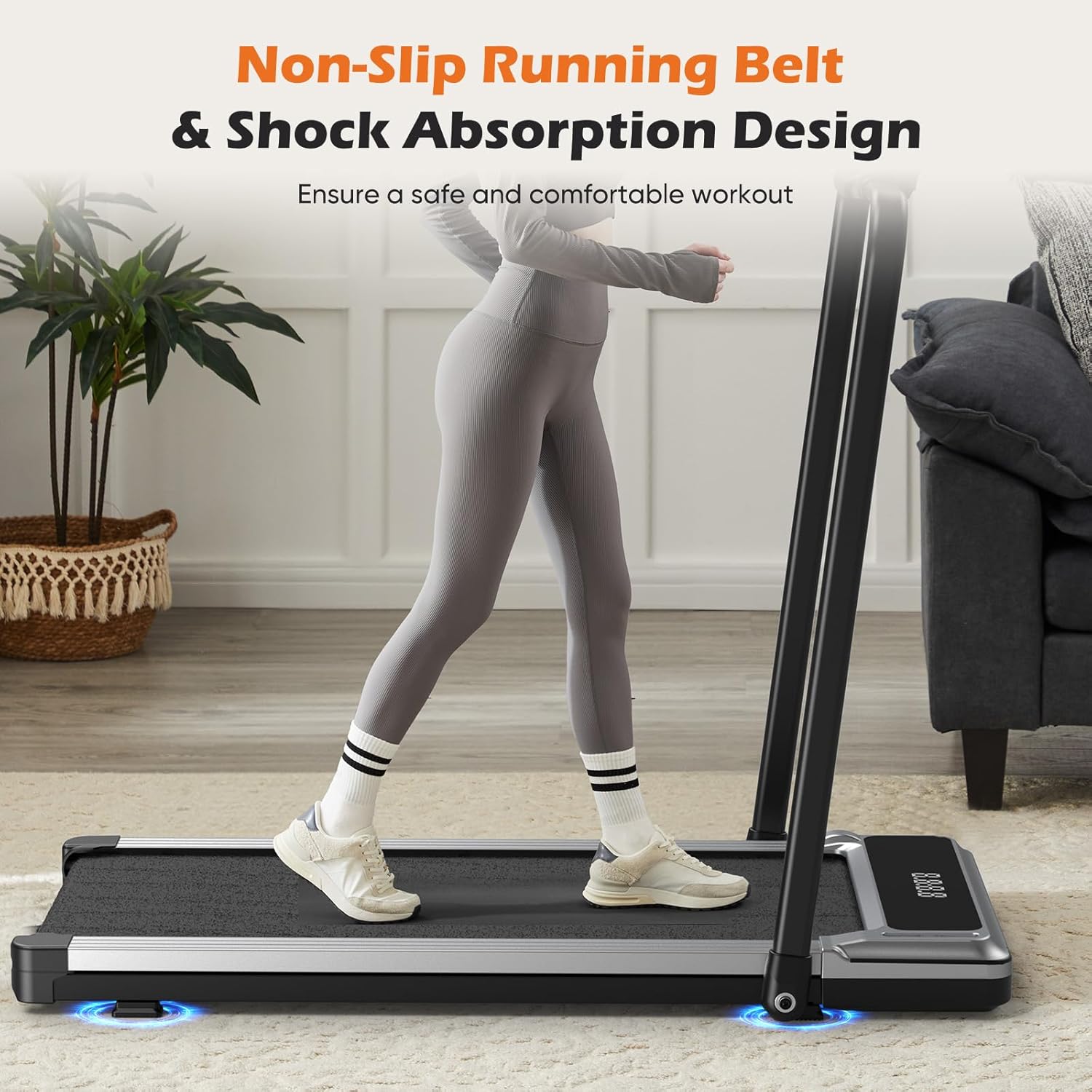 Sweetcrispy Compact Treadmill for Small Spaces, Quiet Under-Desk Walking Pad, Slim & Portable Design for Home Office Workouts, Easy to Store, Ideal for Apartments and Work-from-Home Fitness image 6