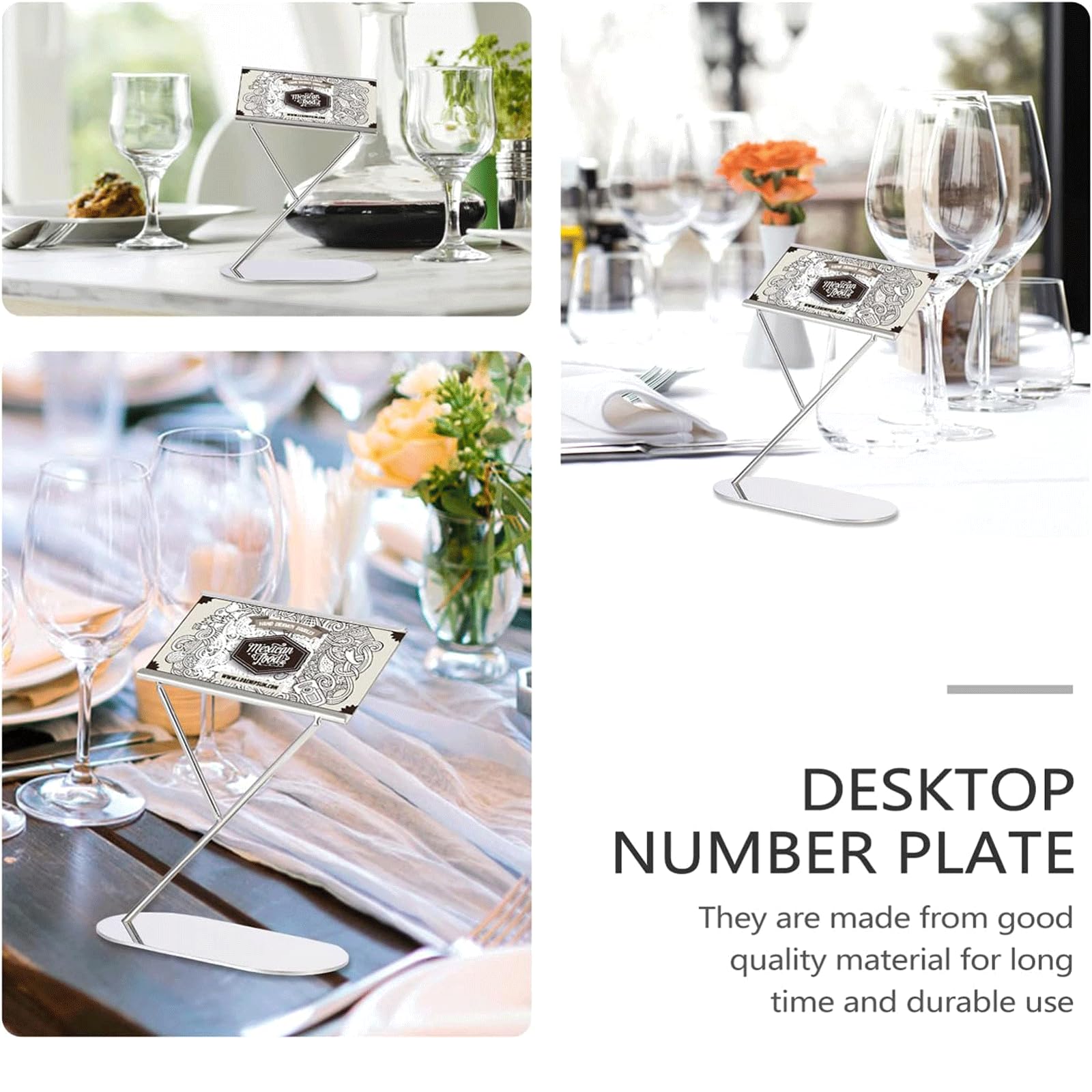Soporte De Metal Tipo Y para Números, Abrazadera para Tarjetas, Tarjetas De Mesa, Soporte para Menús, Cenas, Nombres De Invitados, Carteles De Comida (Plateado)