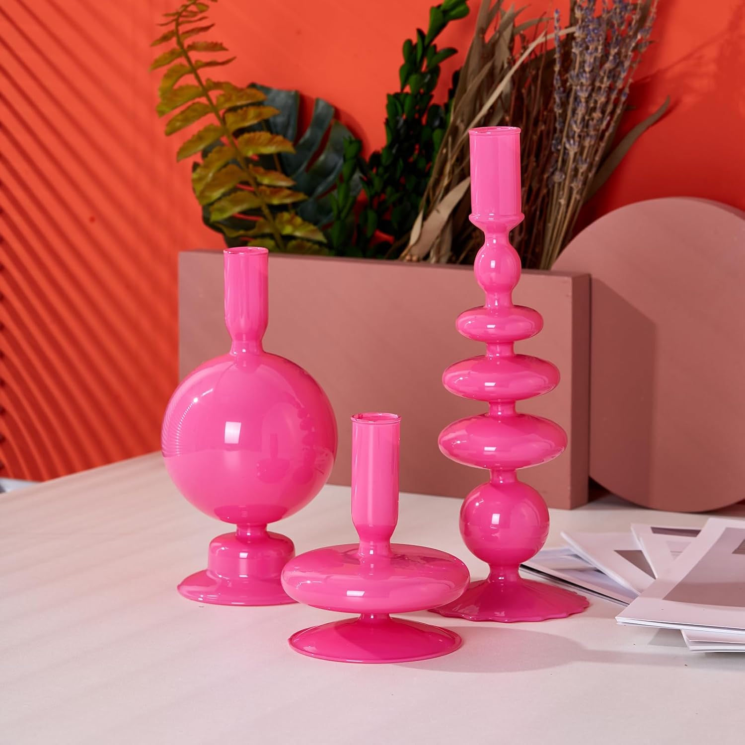 Candlestick Holders，Glass Candle Holders for Table