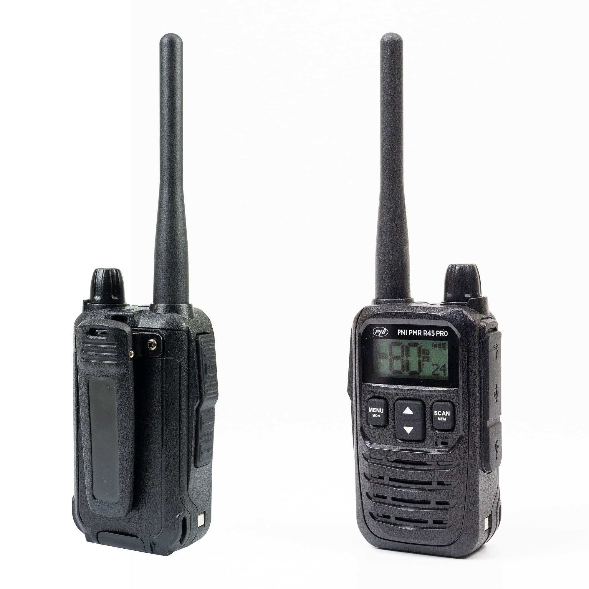 Kit de 2 Estaciones de Radio portátiles PNI PMR R45 Pro 446MHz, 0.5W, 99CH programable, 16 PMR, VOX, Tot, BCL, Scan, Roger Beep