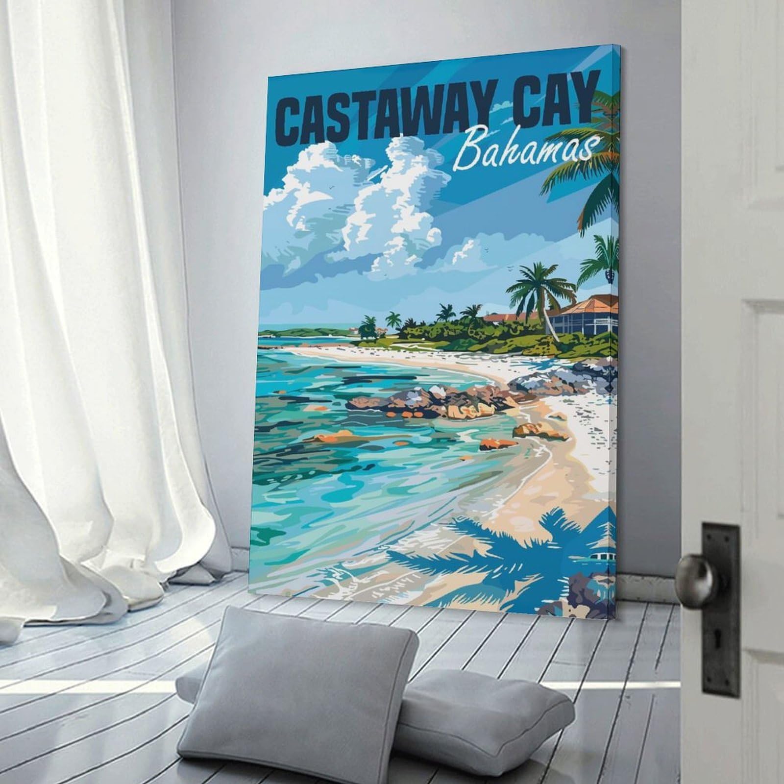 Junmoney Castaway Cay Bahamas Canvas Wall Decor, 16x24inch(40x60cm), for Home Lounge, Bedroom Or Reading Nook, Modern Wall Decor for Cosy Interiors