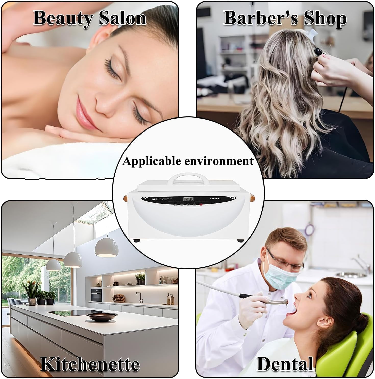 Esterilizador de Calor Seco para Herramientas de Uñas y Metálicas, Caja de Limpieza Profesional de Acero Inoxidable para Salón, Barbería, Clínica con Temporizador y Apagado Automático