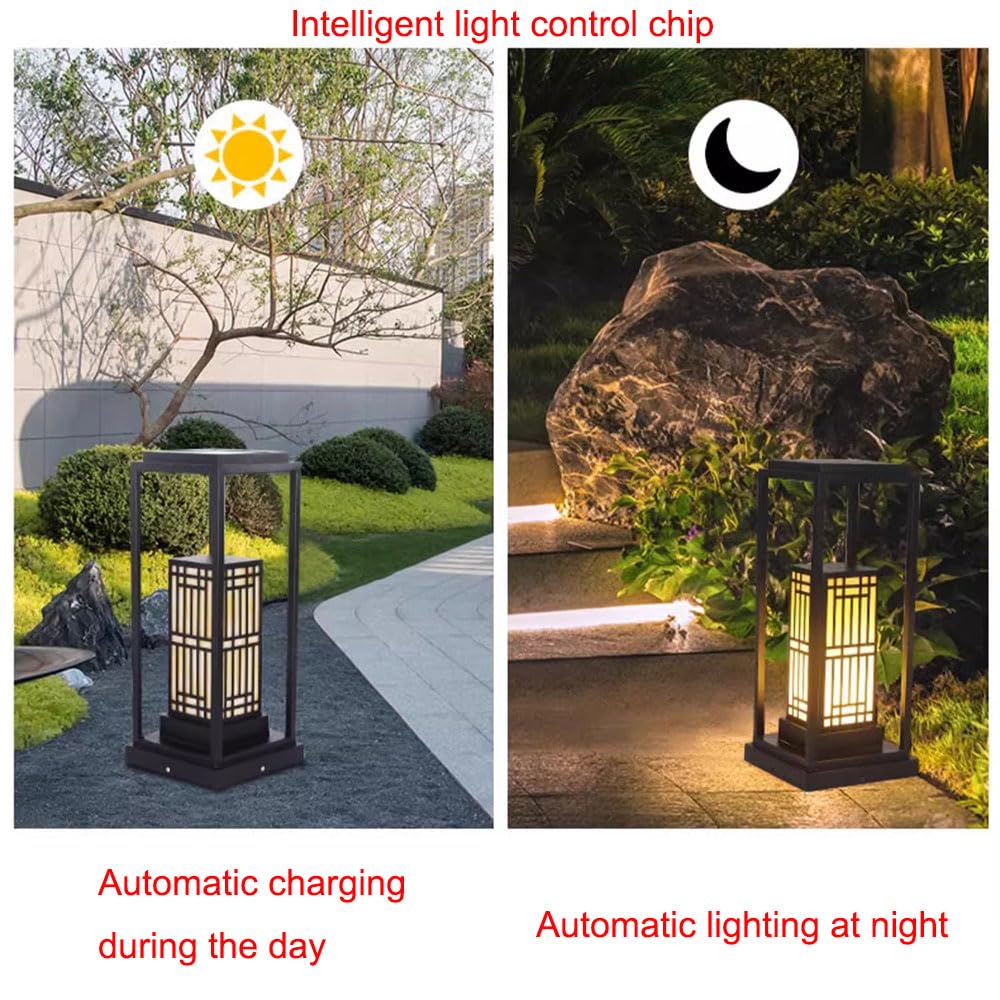 Lampes solaires Modernes pour Poteau de clôture, Lanterne sur Pilier, éclairage extérieur étanche IP65, Lampe paysagère extérieure pour Patio, Jardin, allée, terrasse ()