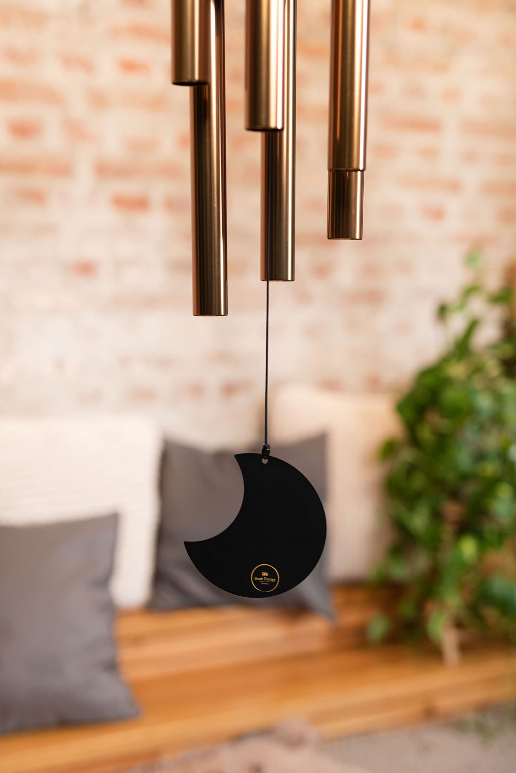 Sonic Energy Moon Meditation Chime – 110 cm, Bronze – Windspiel mit 6 Klangstäben, 432 Hz – Dekoration für Innen- und Außenbereich (MMC44B)