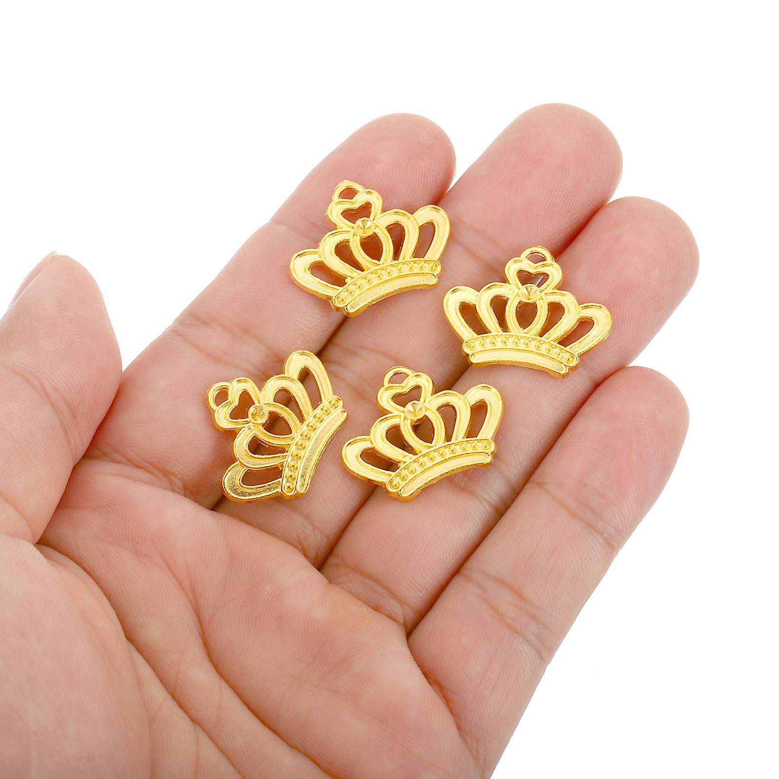 PATIKIL Crown Charm, 100Pcs Mini Crown Pendant Charm Bulk Metal Designer DIY for Making s s Wedding Crafts Queen Fashion Gold - Image 4