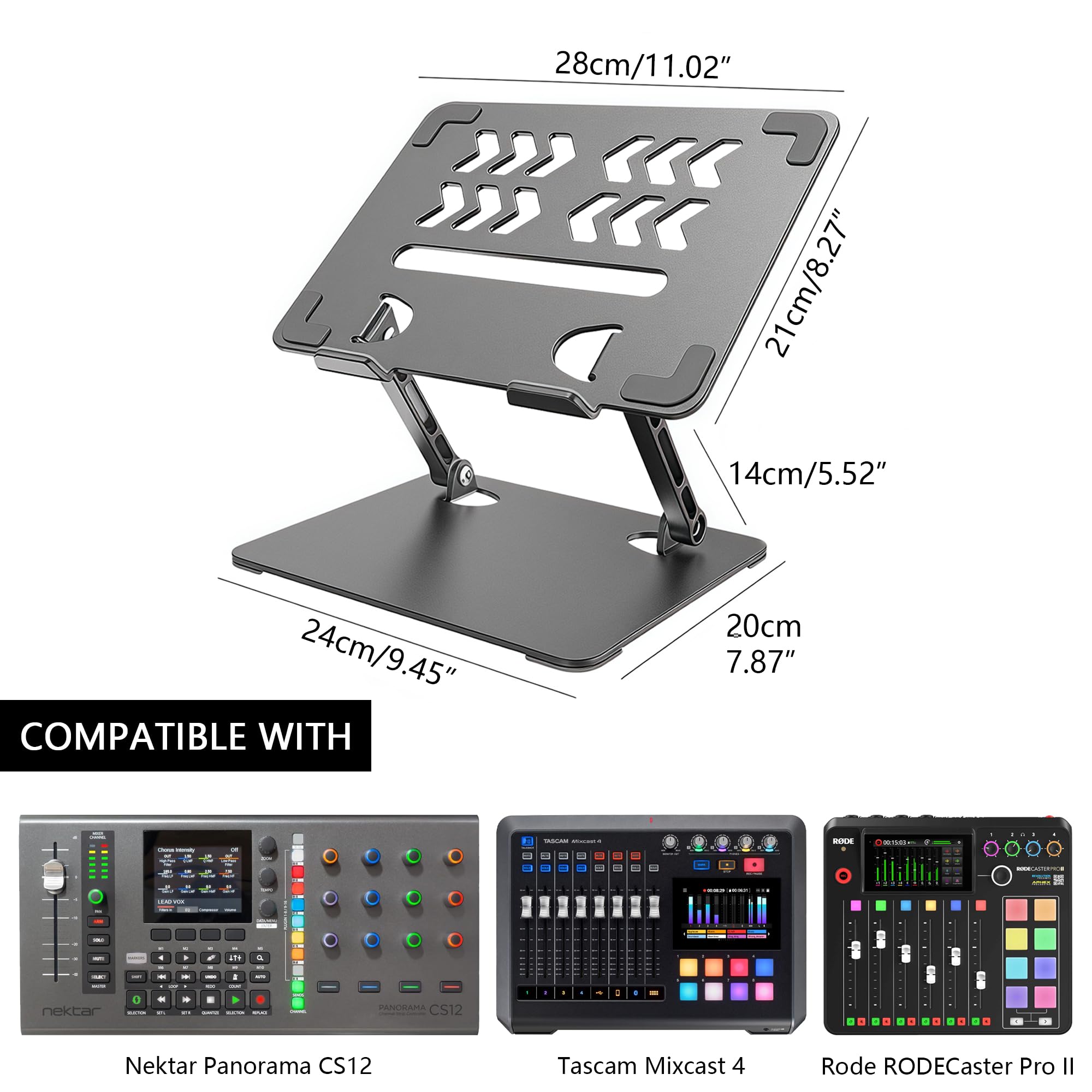 Musiin Home Studio Desktop Mixer Stand Compatible with Nektar Panorama CS12, Rode RODECaster Pro II - Image 2