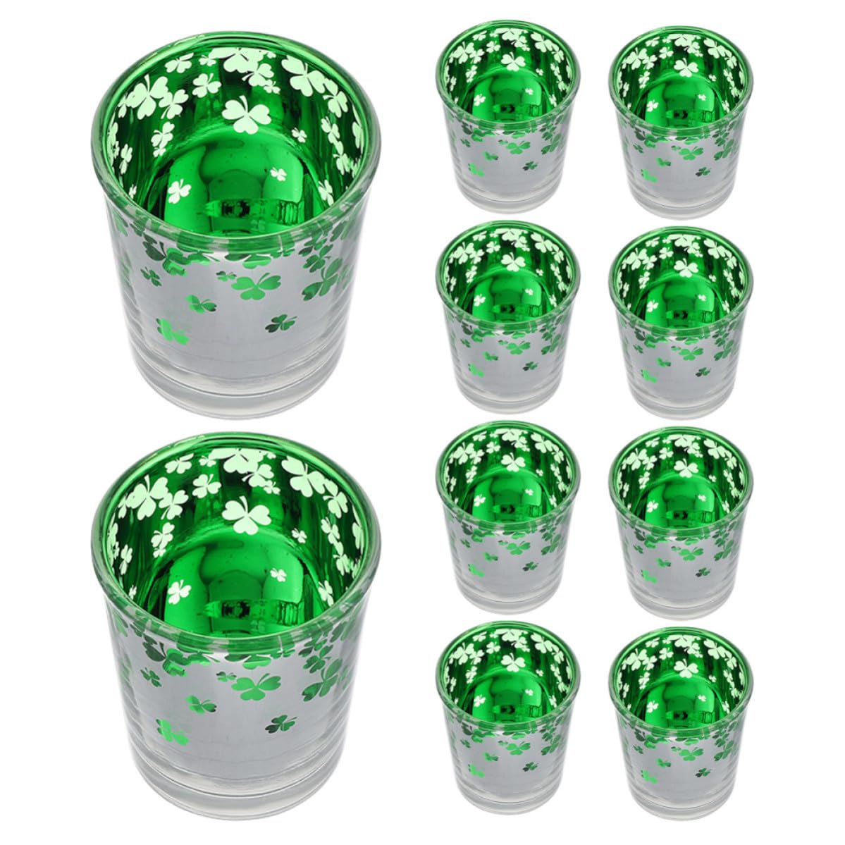 12 Stück Grüner Glas Kerzenhalter für St Patrick's Day Tischdeko