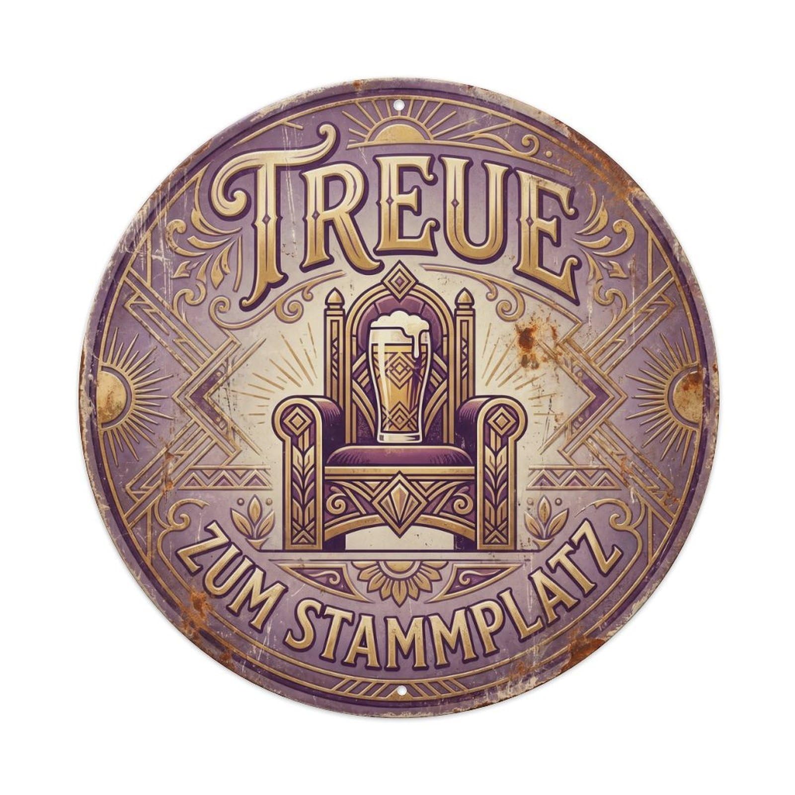 Vintage Bar Style Treue Humorous Tavern Loyalty Metal Tin Sign Plaque Wall Decor for Cafe, Club, Garden Round Metal Poster 8x8Inch