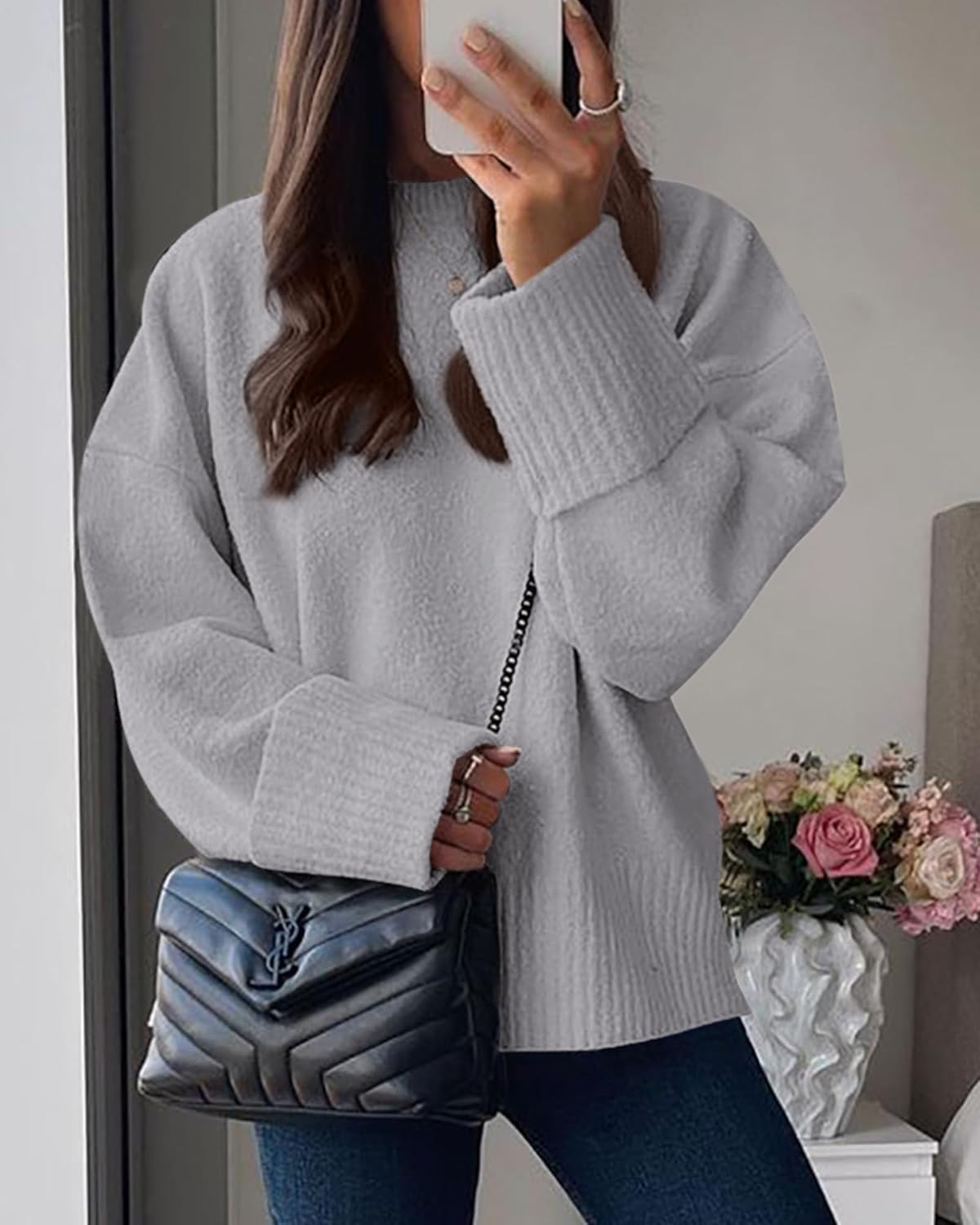 PRETTYGARDEN Women's Fall Oversized Sweaters Casual Crewneck Pullover Long Sleeve Fuzzy Chunky Knit Tops Blouse - Image 8