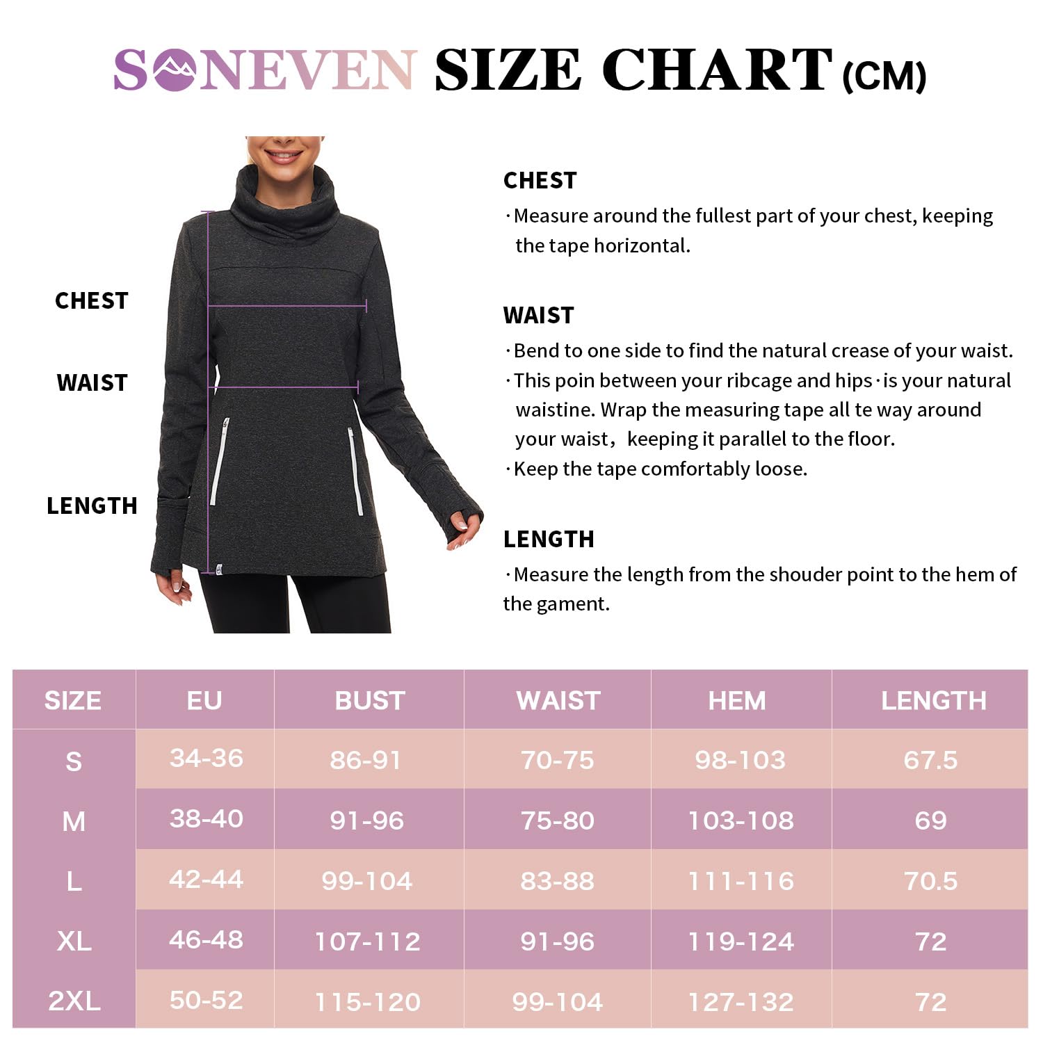 Soneven Maglia Termica Donna Manica Lunga Invernale Winter Run Pullover Maglione con Kanga Pocket Top Sport T-Shirt Baselayer da Corsa Ciclismo Fitness