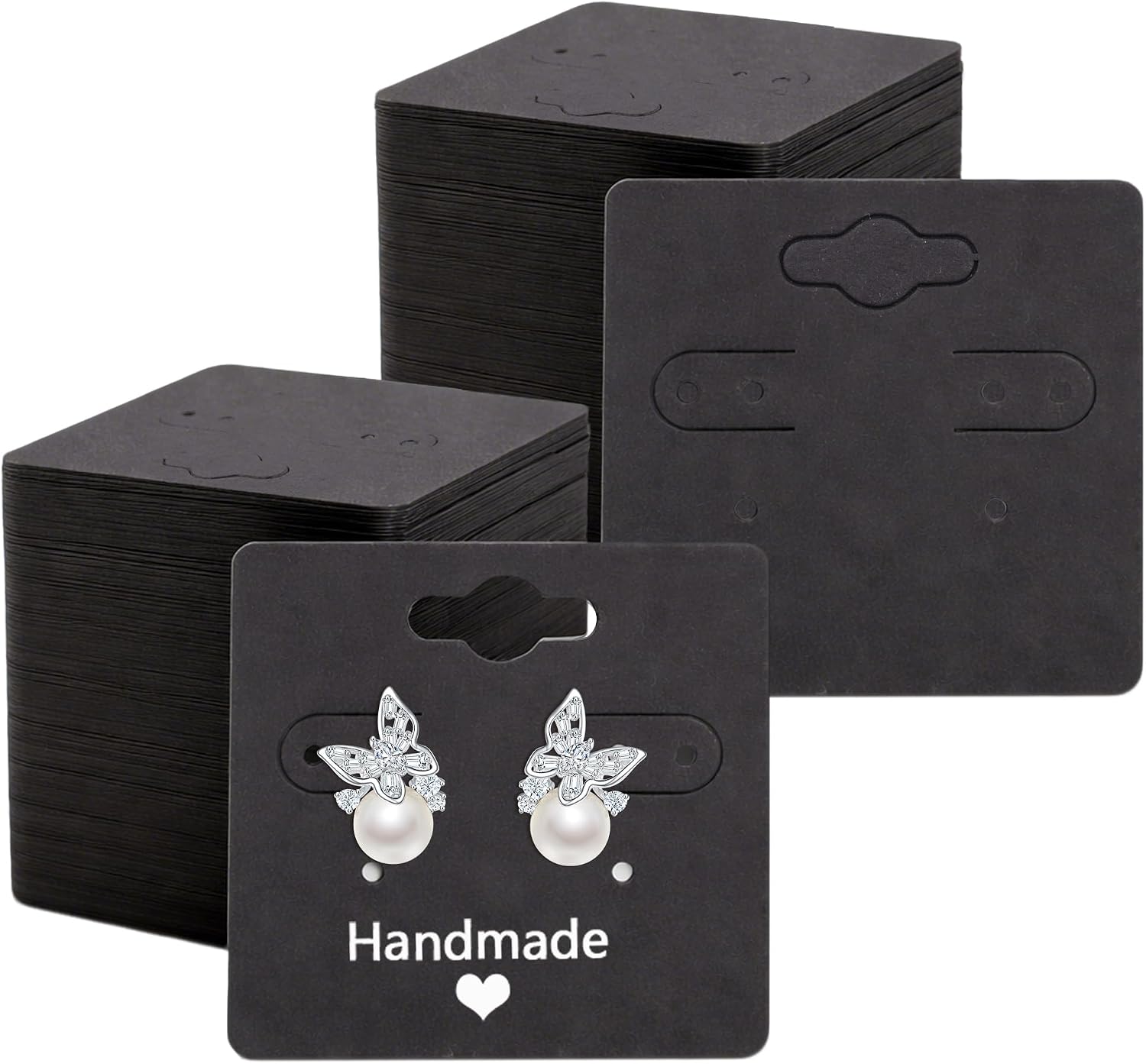 300 Pieces Black Earring Cards for Selling Jewelry, Small Display Cards
