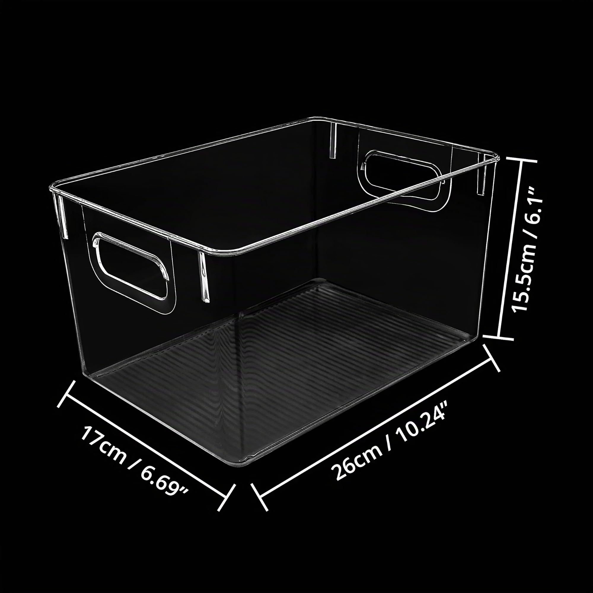 Kurtzy 2 Contenitori Alimentari Organizer Cucina Salvaspazio e Armadi - Lunghezza 26 cm - Contenitori Frigorifero Salvaspazio Cucina Plastica Trasparente - Organizer Dispensa, Bagno e Cassetti