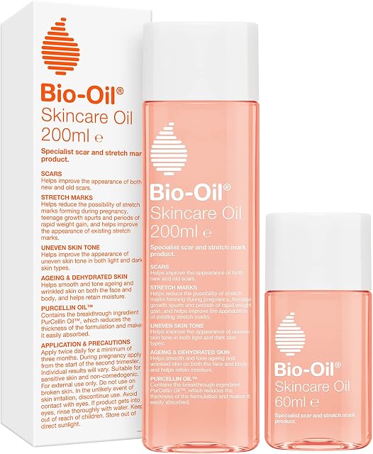 Bio-Oil Skincare Oil Bundle - Improve the Appearance of Scars, Stretch Marks and Skin Tone - 1 x 200ml bottle and 1 x 60ml bottle