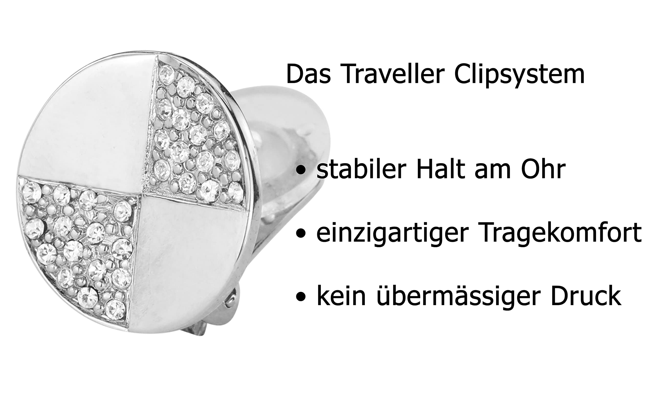 Traveller Ohrclip - rund - Kristalle