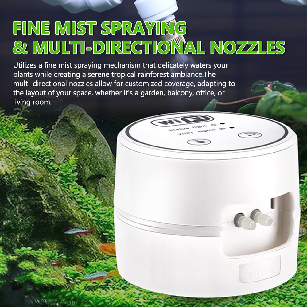 Smart Garden Garden System, kontrola WI FI, cichy opryskiwacz mgły, konfigurowalne dysz, zasilanie USB/bateria, do opieki w roślinach wewnętrznych/zewnętrznych (Zestaw 2 dysz)