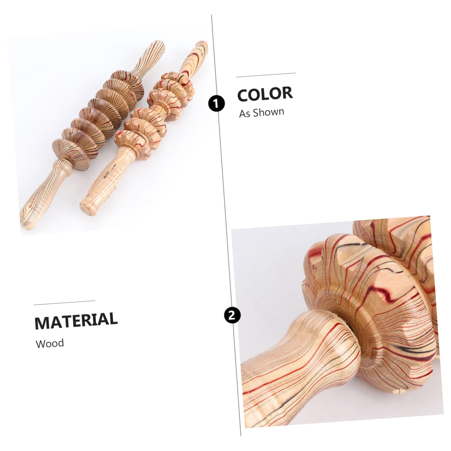 2 Stück Holz Massageroller Bauchmassagegerät mit Rollenmassagefunktion zur Muskelentspannung und Gezielter Bauchmassage für Fitness und Alltag