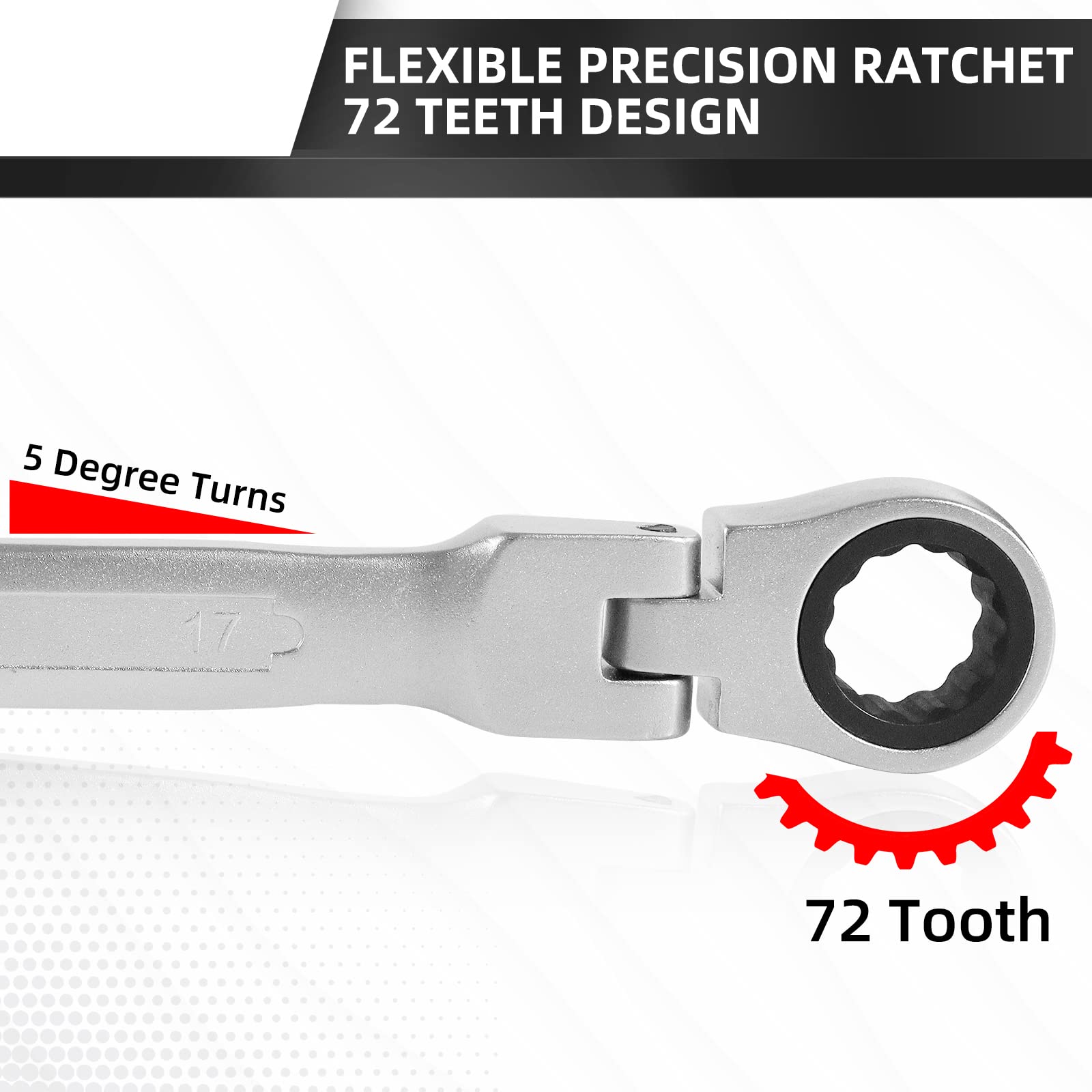 CCLIFE 14 Pezzi Set Chiavi a Cricchetto flessibile 8-22 mm Cr-V 72 Denti Chiavi a Cricchetto Snodate