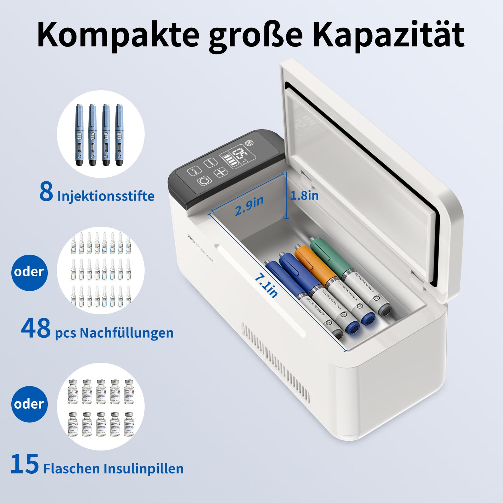 Insulinkühler gekühlter Kasten Tragbare Insulin Kühlbox für Medikamente Mini Intelligente Elektrische Mini Kühlschrank für Auto Reise Zuhause